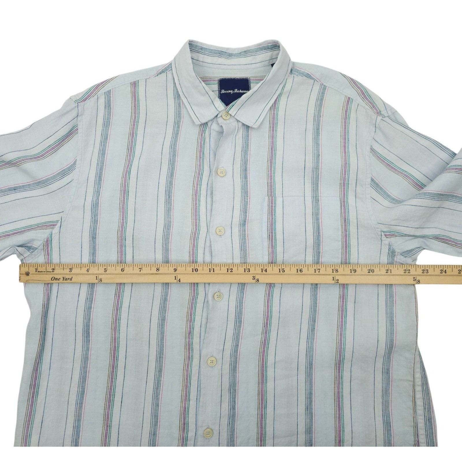 Tommy Bahama Tommy Bahama Shirt Mens L Blue Striped Linen Blend Long Slve Size US L / EU 52-54 / 3 - 3 Thumbnail