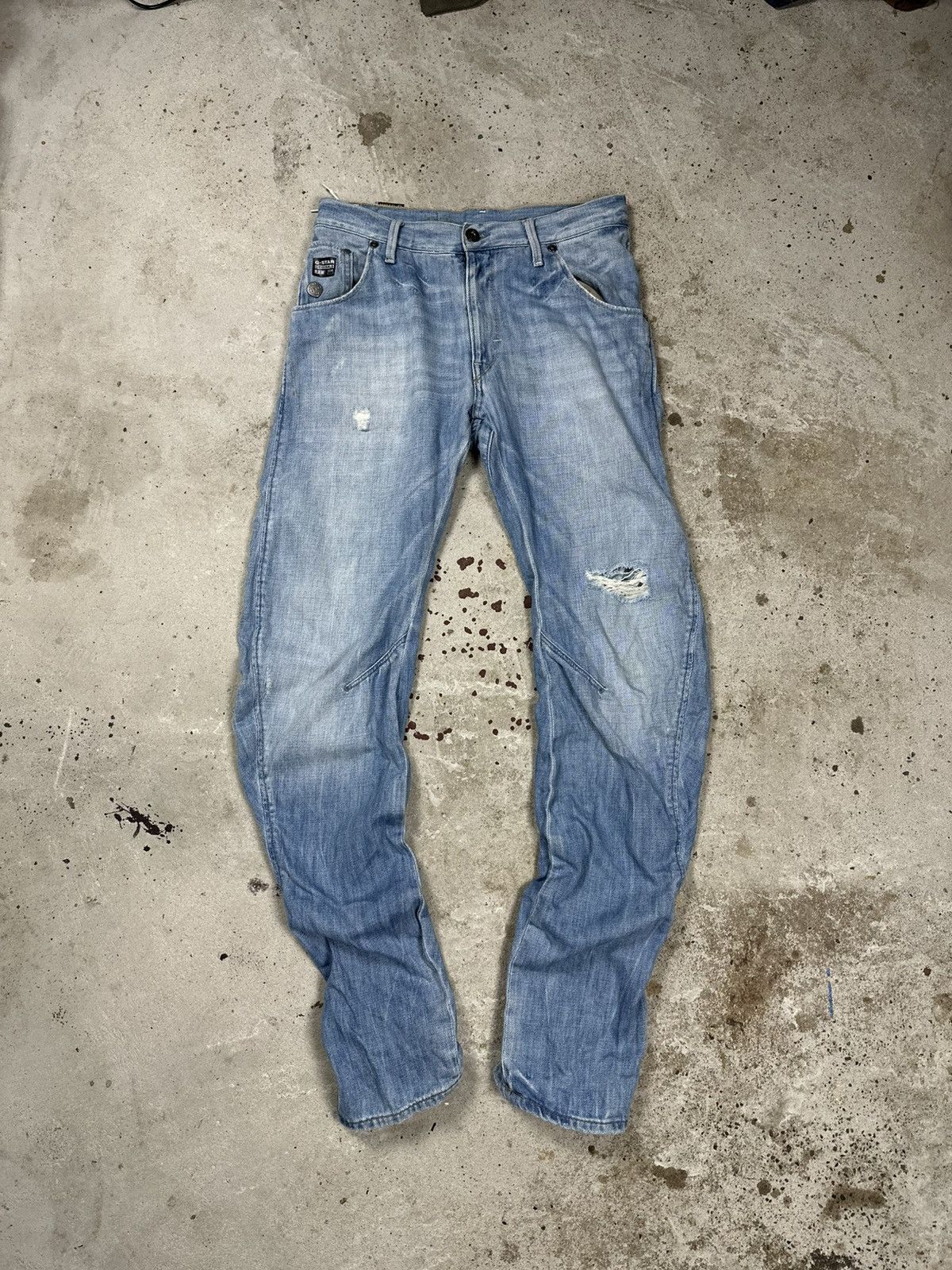 G-Star × Japanese Brand × Vintage Vintage Y2K G Star Raw 3301 Distressed Tapered Denim Jeans Size US 31 - 1 Thumbnail