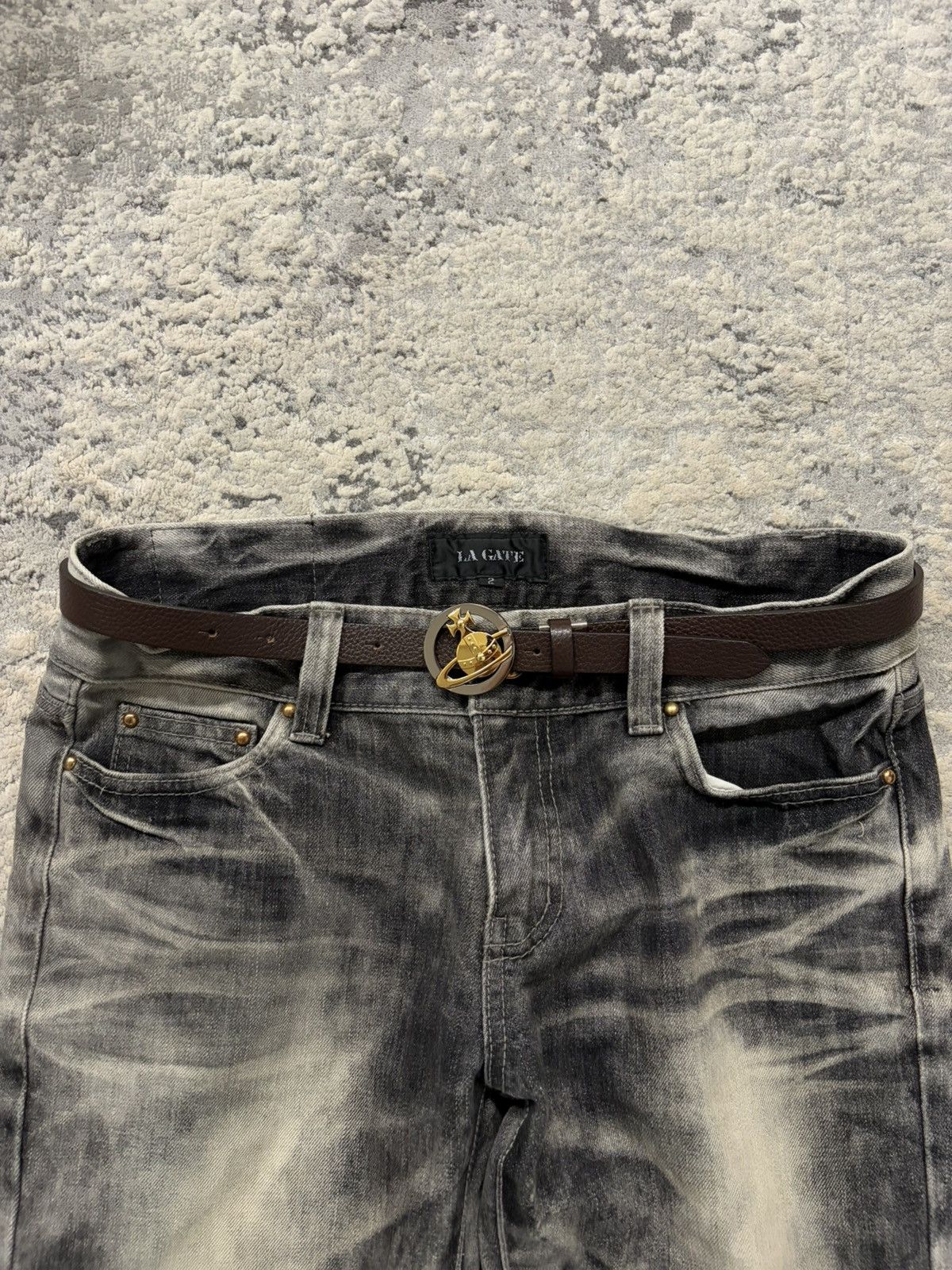 Vivienne Westwood Orb Motif Pebbled Leather Belt Size ONE SIZE - 2 Thumbnail
