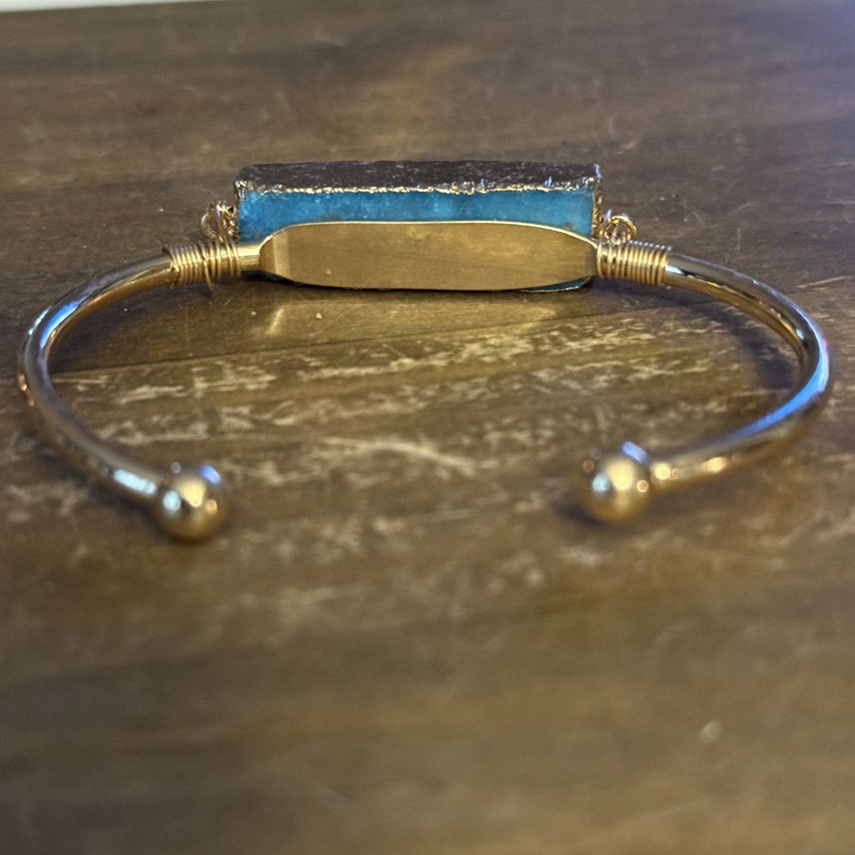 Other Gold tone blue druzy cuff bangle bracelet Size ONE SIZE - 6 Thumbnail