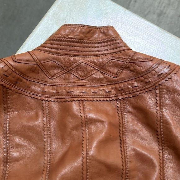 Elie Tahari ELIE TAHARI size S super soft cognac brown leather fitted ja Size S / US 4 / IT 40 - 10 Thumbnail