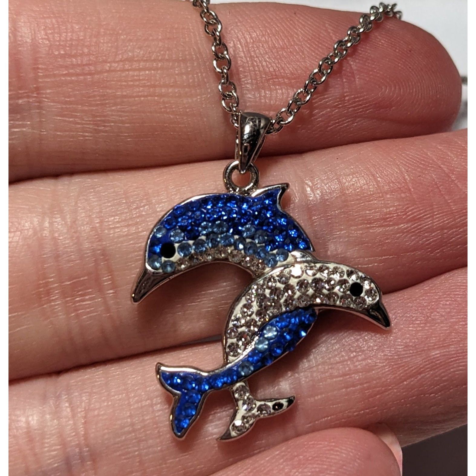 Other Rhinestone Double Dolphin Necklace Size ONE SIZE - 8 Thumbnail