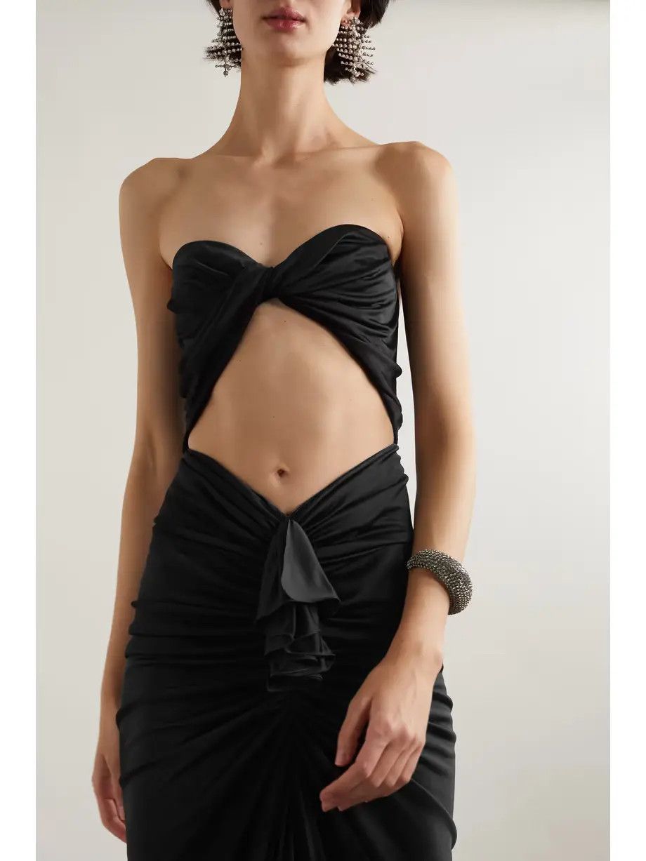 Saint Laurent Paris o1s1wg110125 740141 Cut-Out Bustier Dress Crepe Jersey Black Size M / US 6-8 / IT 42-44 - 3 Thumbnail