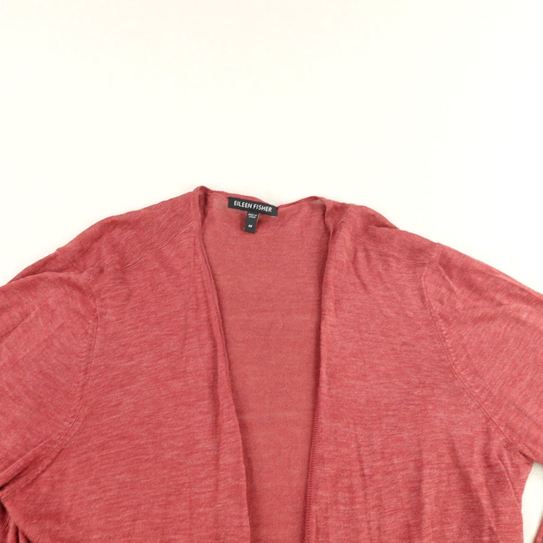 Eileen Fisher Eileen Fisher Sweater Womens Medium Red Open Front Silk Linen Cardigan Top Flowy Size M / US 6-8 / IT 42-44 - 2 Thumbnail