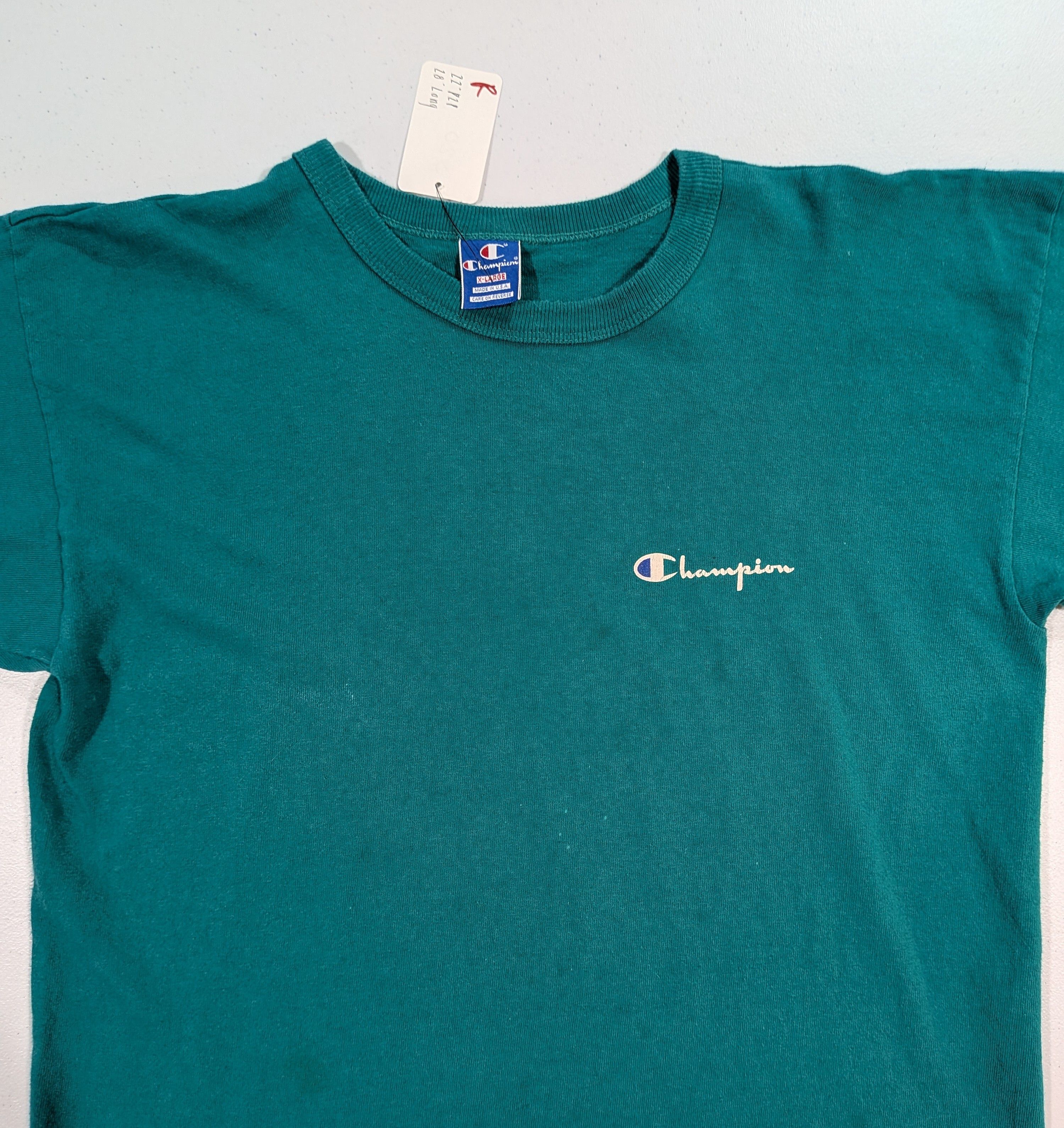 Champion Vintage Champion Teal Basic Logo Tee Size US XL / EU 56 / 4 - 3 Thumbnail