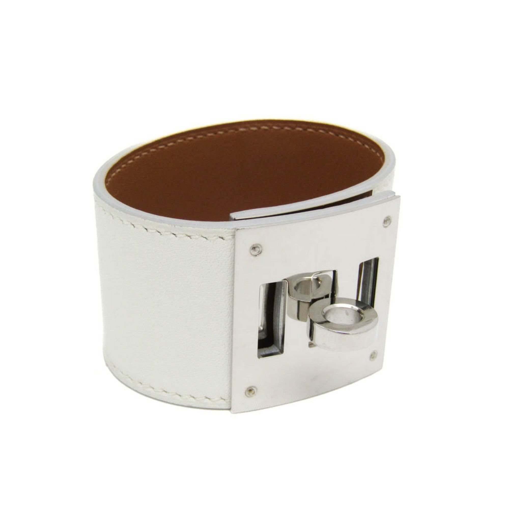 image of Hermes Kelly Dog Metal,swift Leather Bangle Brown,gold,white, Women's