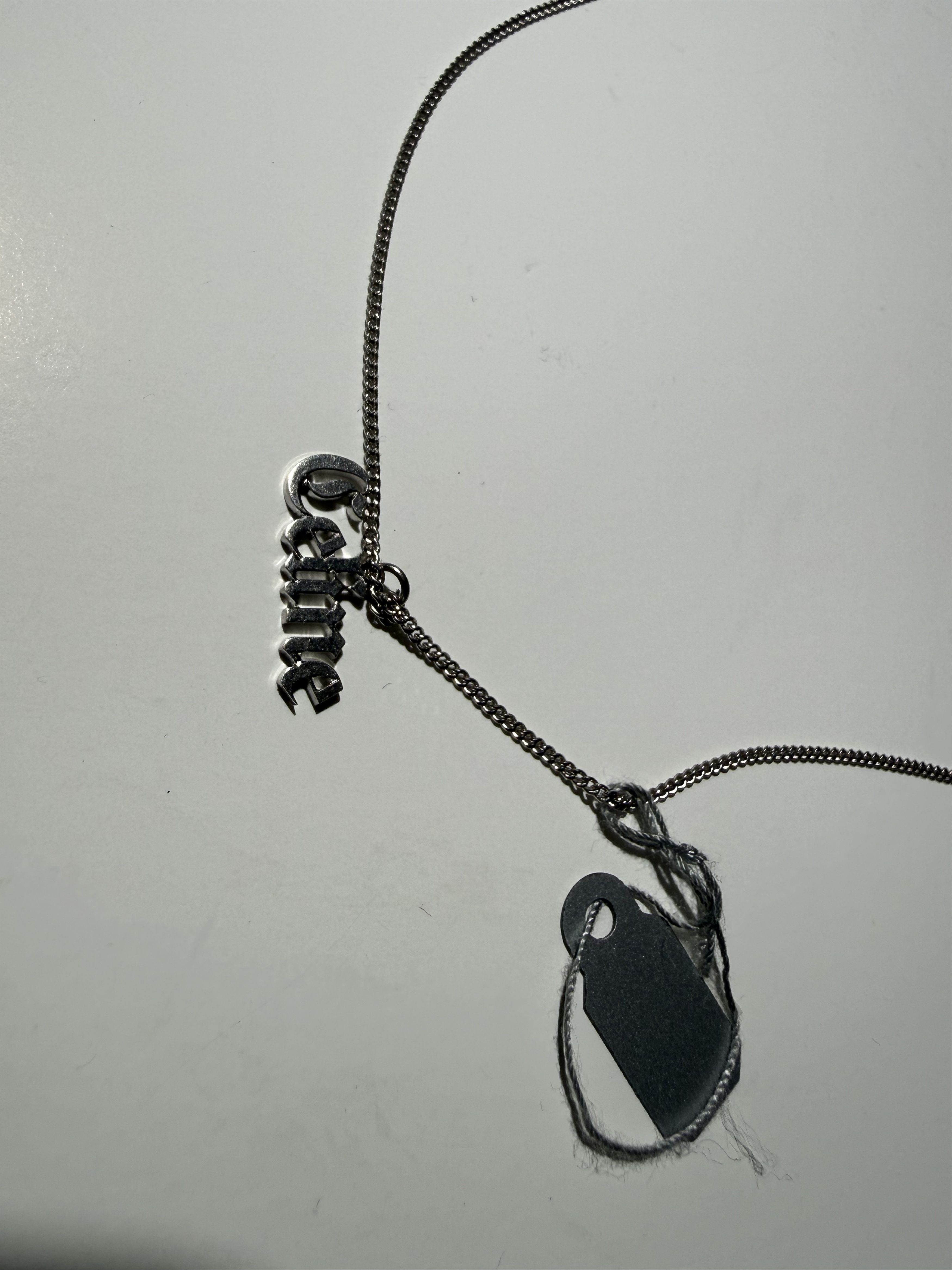 Celine Gothic Logo Necklace Silver Tone Chain Luxury 925 Size ONE SIZE - 2 Thumbnail