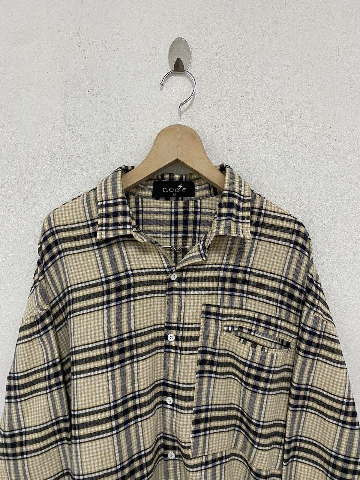 Japanese Brand × Vintage Vintage Neos Baggy Style Plaid Tartan Flannel Shirt Size M / US 6-8 / IT 42-44 - 3 Thumbnail