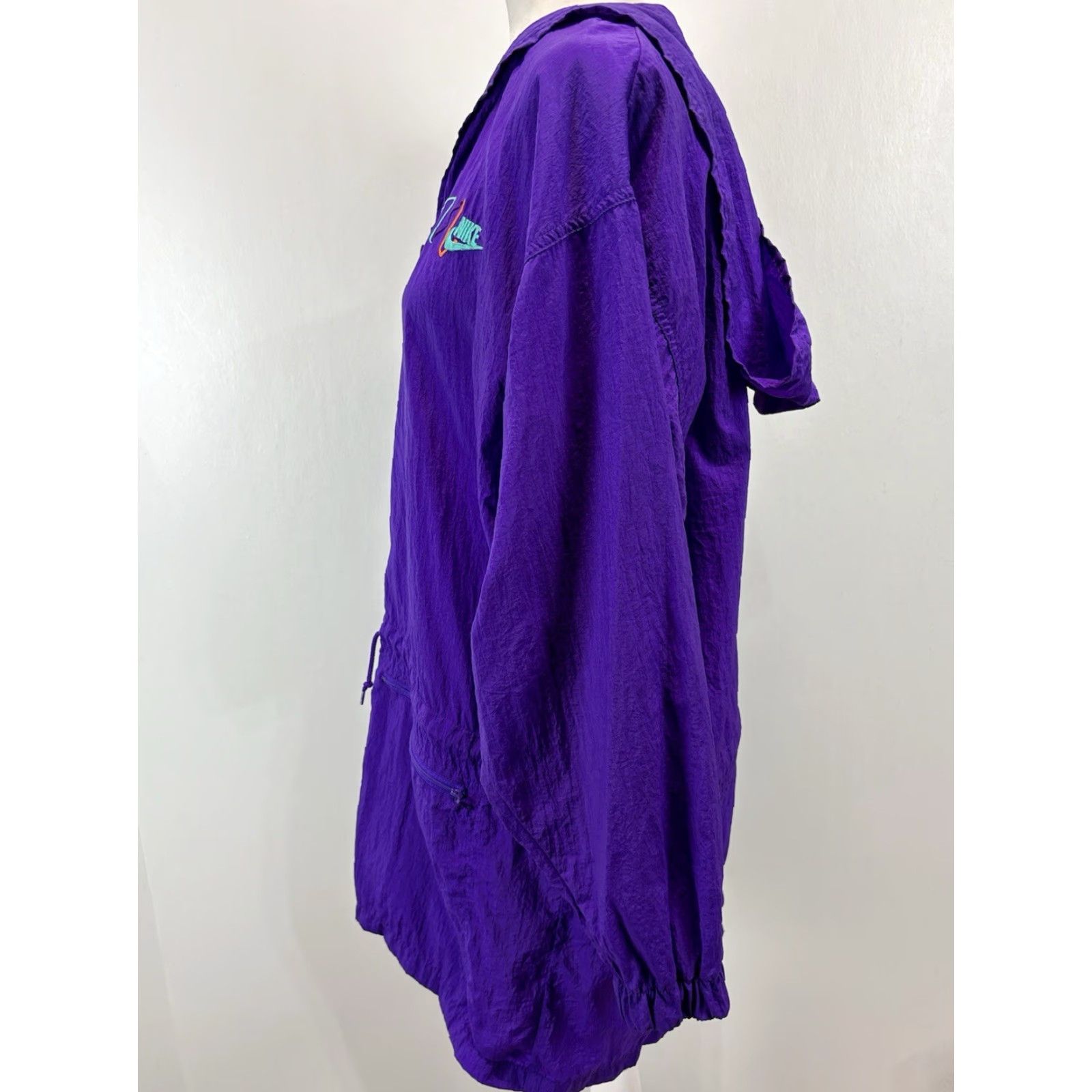 Nike VINTAGE Nike Windbreaker Jacket Women Medium Purple Hooded Mid-Length 90s Nylon Windbreaker, Zip Closure, Activewear, Regular Size, Womens Size M / US 6-8 / IT 42-44 - 2 Thumbnail