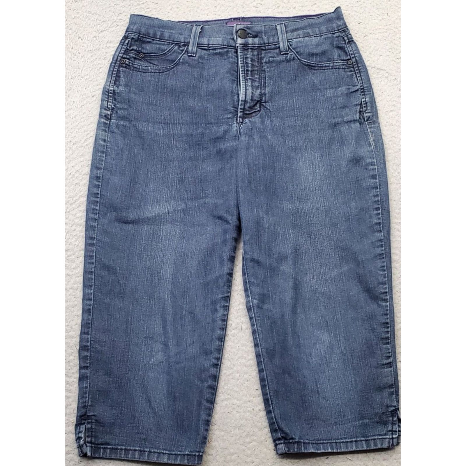NYDJ NYDJ Womens Crop Jeans 6P Blue Denim 5-Pocket Stretch Straight Leg Ankle Slit Jeans Size 28" / US 6 / IT 42 - 2 Thumbnail