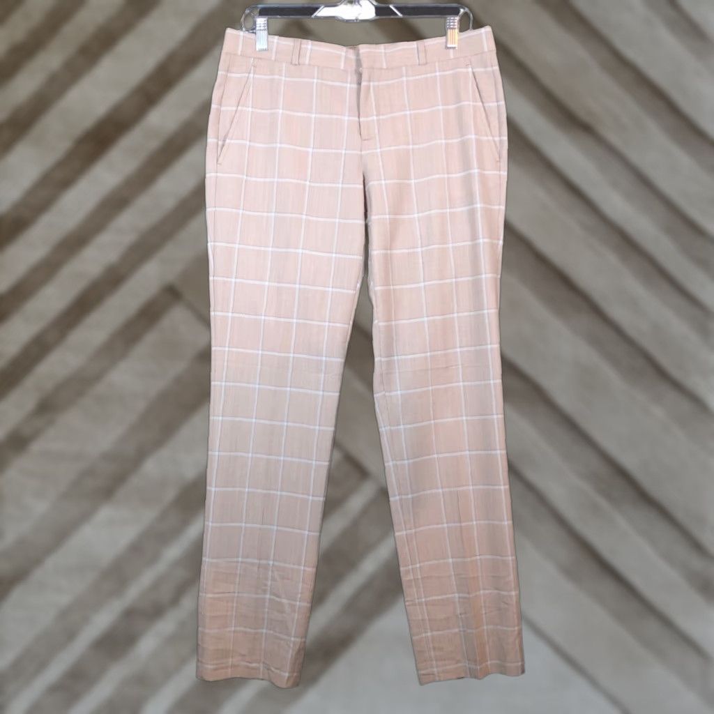 Banana Republic Banana Republic Pants Womens Tan Blue Plaid Ryan Lined Wool Blend Stretch 6 Size 24" / US 00 / IT 34 - 1 Thumbnail