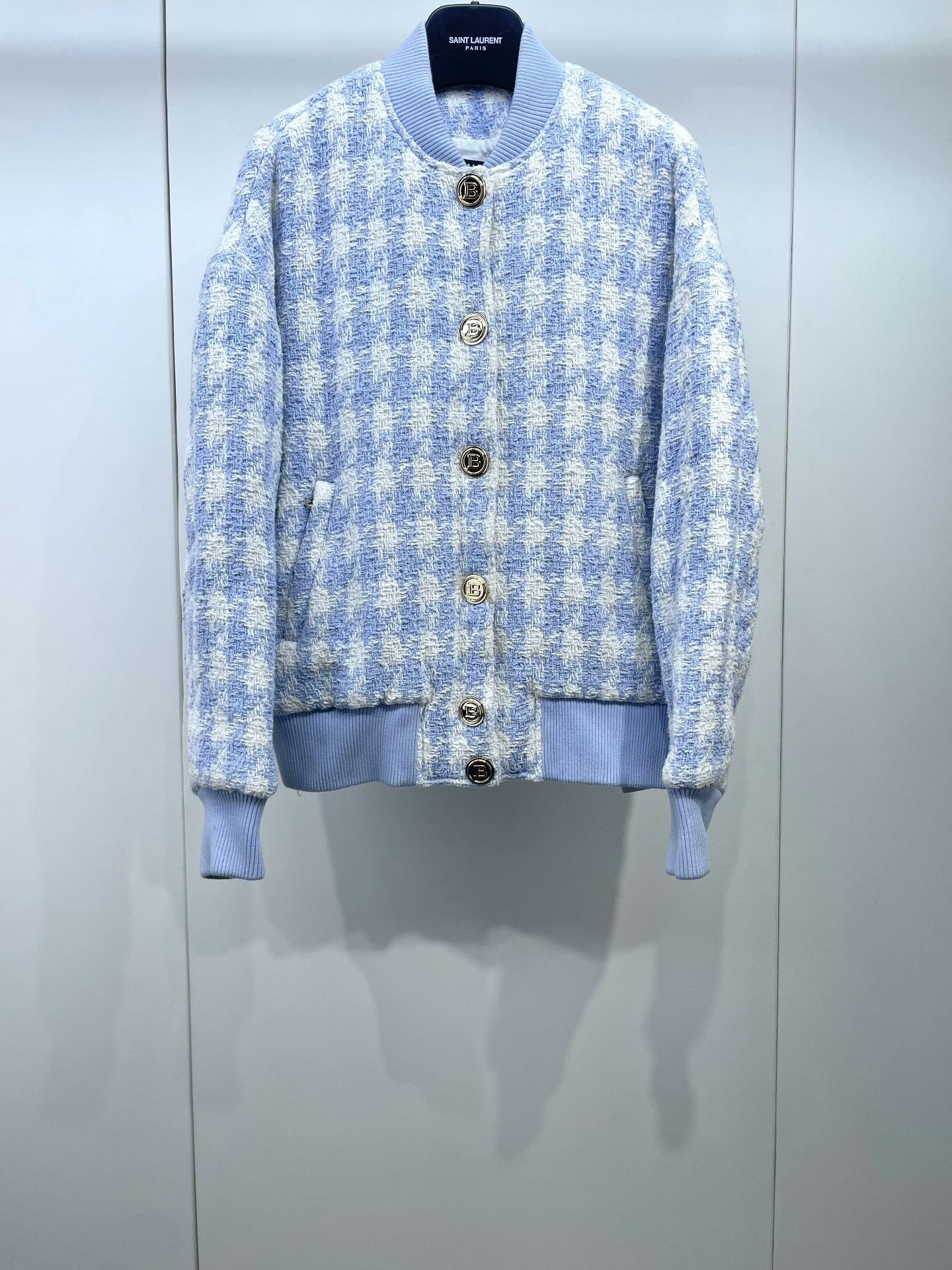 Balmain Balmain Houndstooth Padded Baseball Jacket Size XS / US 0-2 / IT 36-38 - 1 Thumbnail
