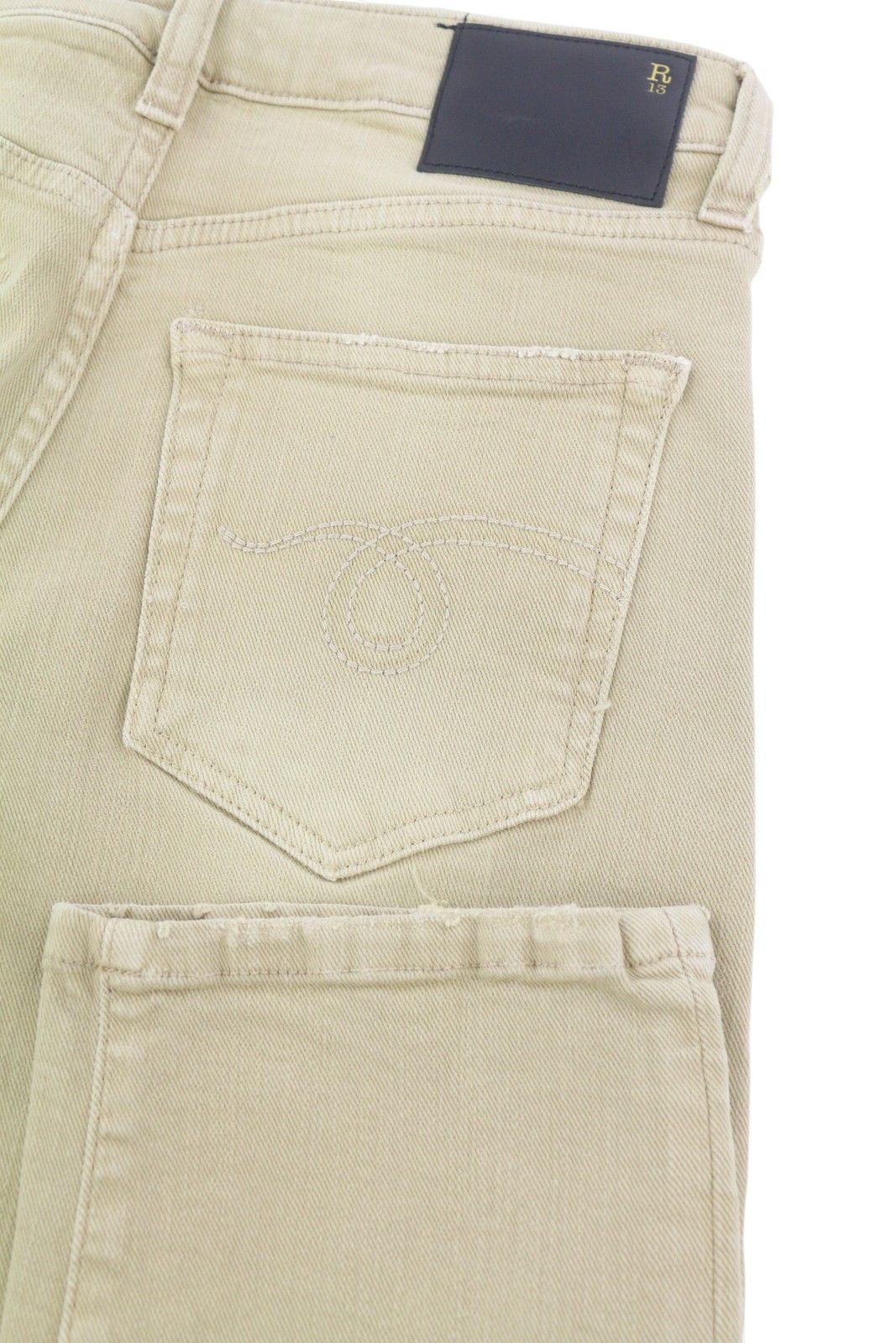 R13 BOY STRAIGHT 24 Khaki Stretch Faded Cropped 86266 Size 24" / US 00 / IT 34 - 6 Thumbnail