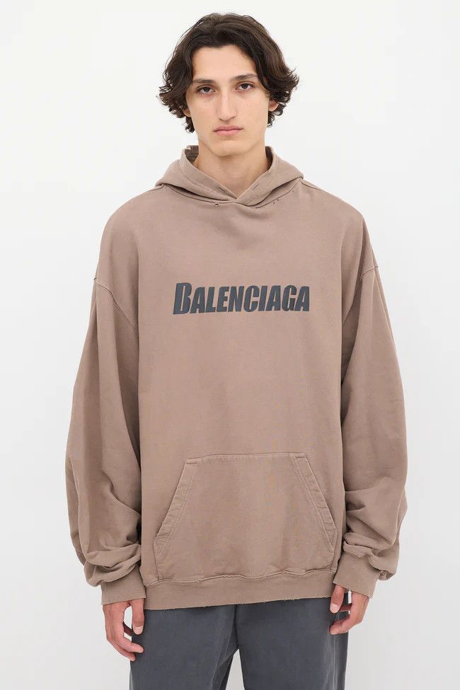 Balenciaga o1in1g1124 Dup / Destroyed Hoodie Oversized in Brown Size US XXS / EU 40 - 2 Thumbnail
