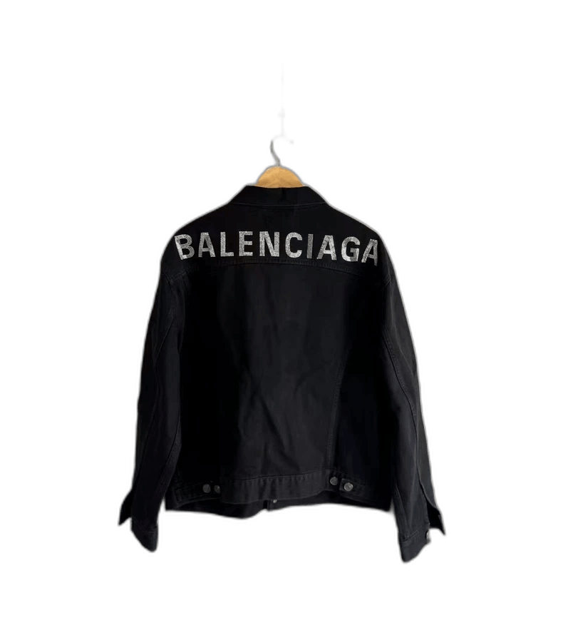 Balenciaga Balenciaga Black Denim Jacket with Rhinestones Size US M / EU 48-50 / 2 - 1 Thumbnail