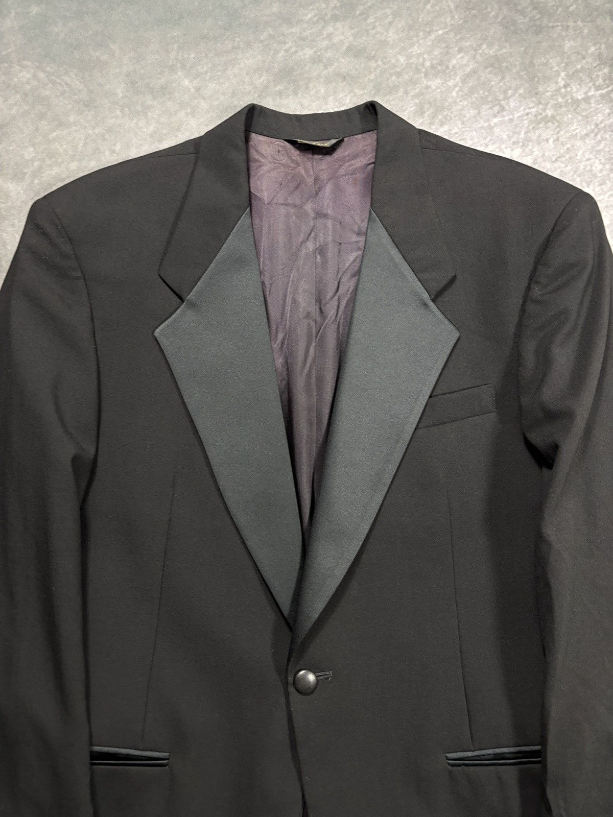 Givenchy Vintage Givenchy Monsieur Suit Jacket 80s Wool Blazer Tuxedo Size 40S - 9 Thumbnail