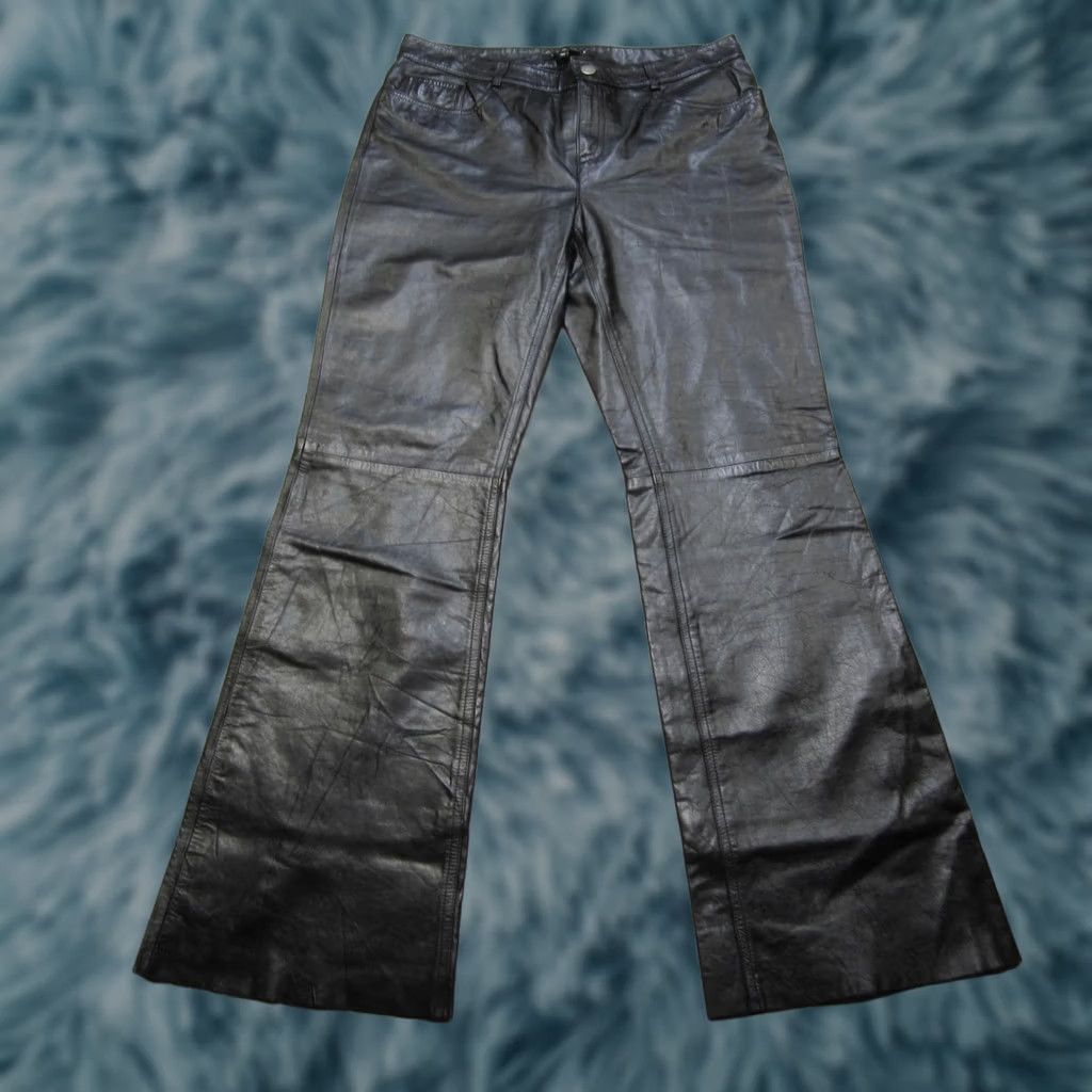 Theory Theory Womens Black Leather Bootcut Pants 10 Lined 5-Pocket Zip Fly J409254 Size 32" / US 10 / IT 46 - 1 Thumbnail