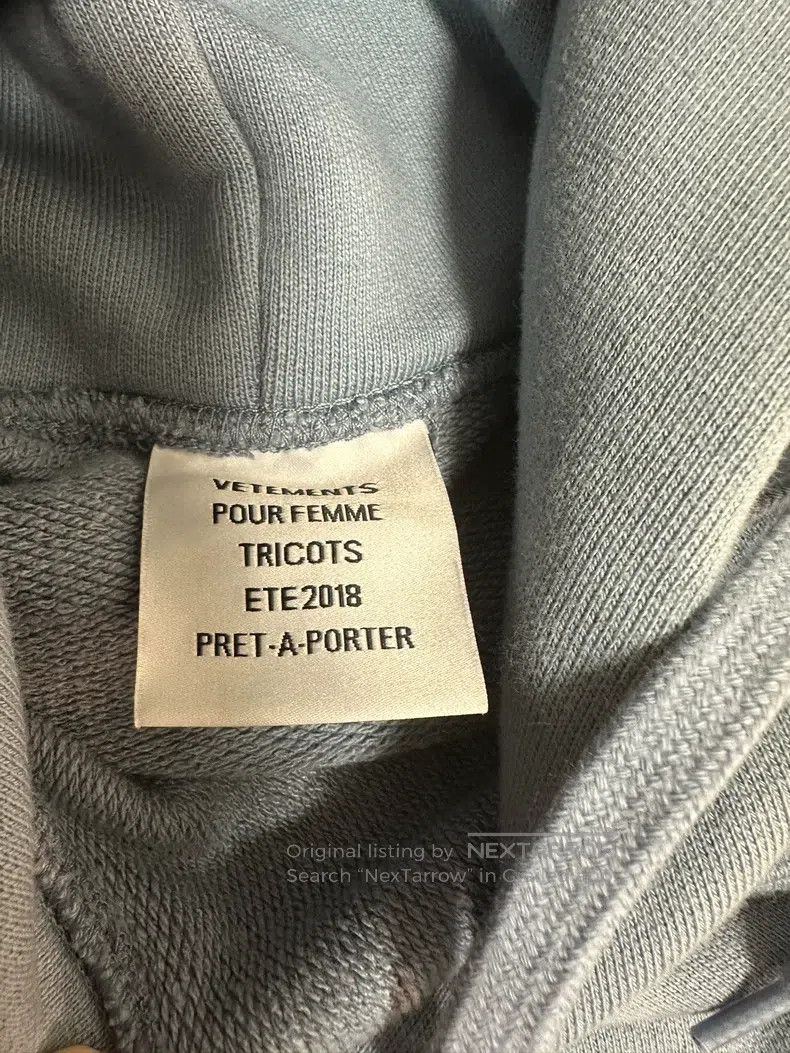 Vetements Vetements Misty Blue Off-the-Shoulder Hoodie Size US M / EU 48-50 / 2 - 3 Thumbnail