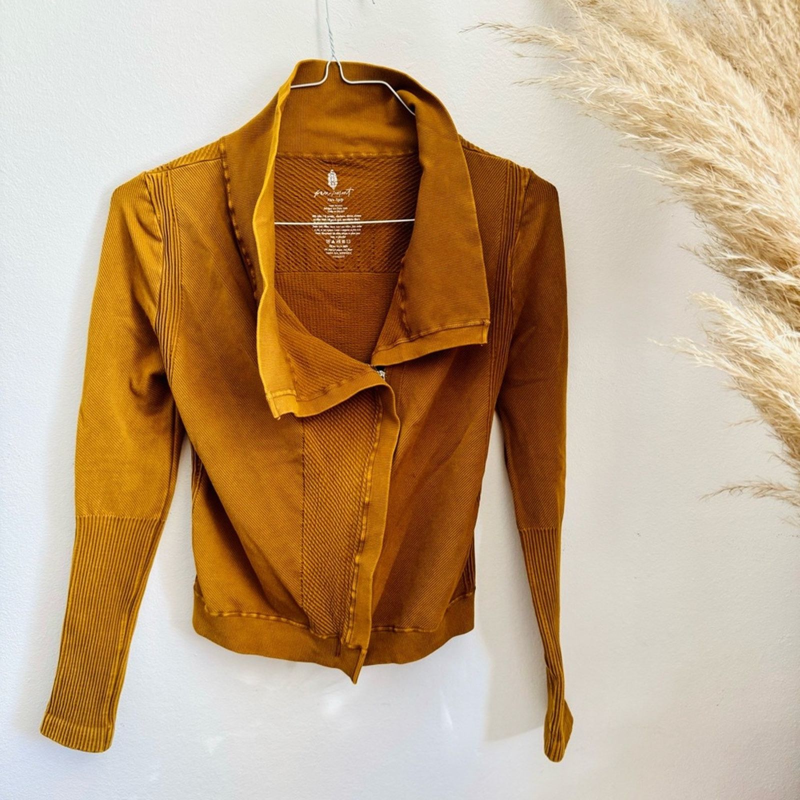 Free People FREE PEOPLE Mustard Gold Yellow Zip Throw Out Jacket Sweater Size S / US 4 / IT 40 - 12 Thumbnail