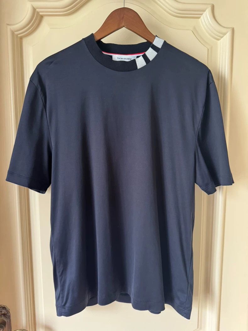 Thom Browne Thom Browne Navy Short Sleeve Stripe T-Shirt - dmc Size US M / EU 48-50 / 2 - 1 Thumbnail