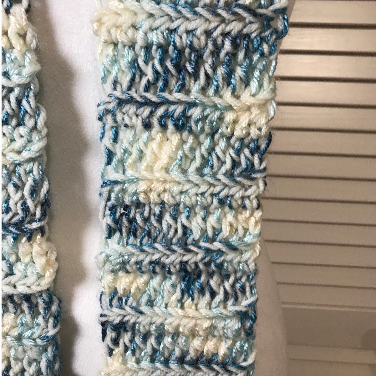 Handmade NWT Handmade Crocheted Blue Textured Beanie & Scarf 58” Size ONE SIZE - 3 Thumbnail