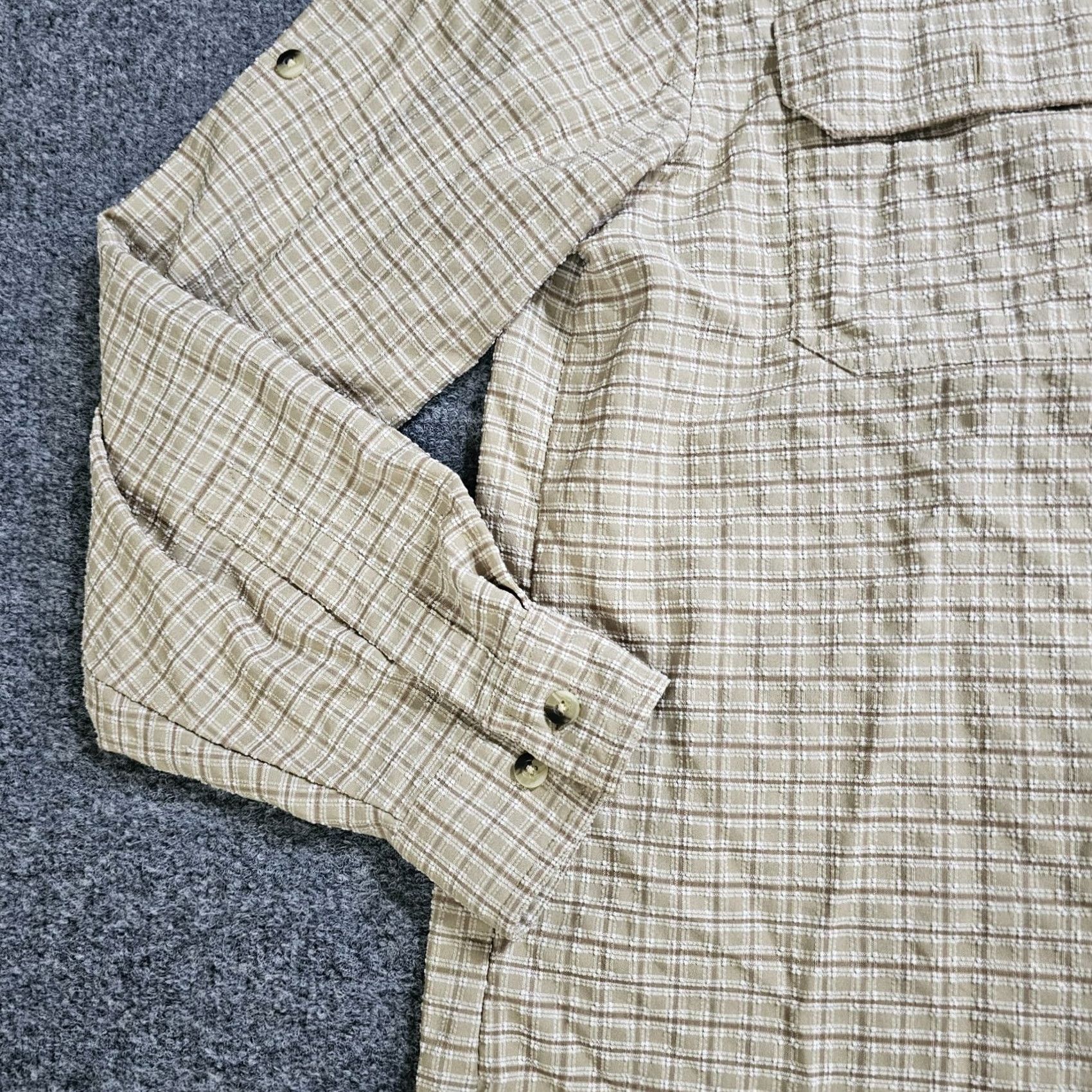 Vintage L.L. Bean Shirt Mens Medium Beige Plaid Button-Up Long Sleeve Casual Texture Size US M / EU 48-50 / 2 - 4 Thumbnail