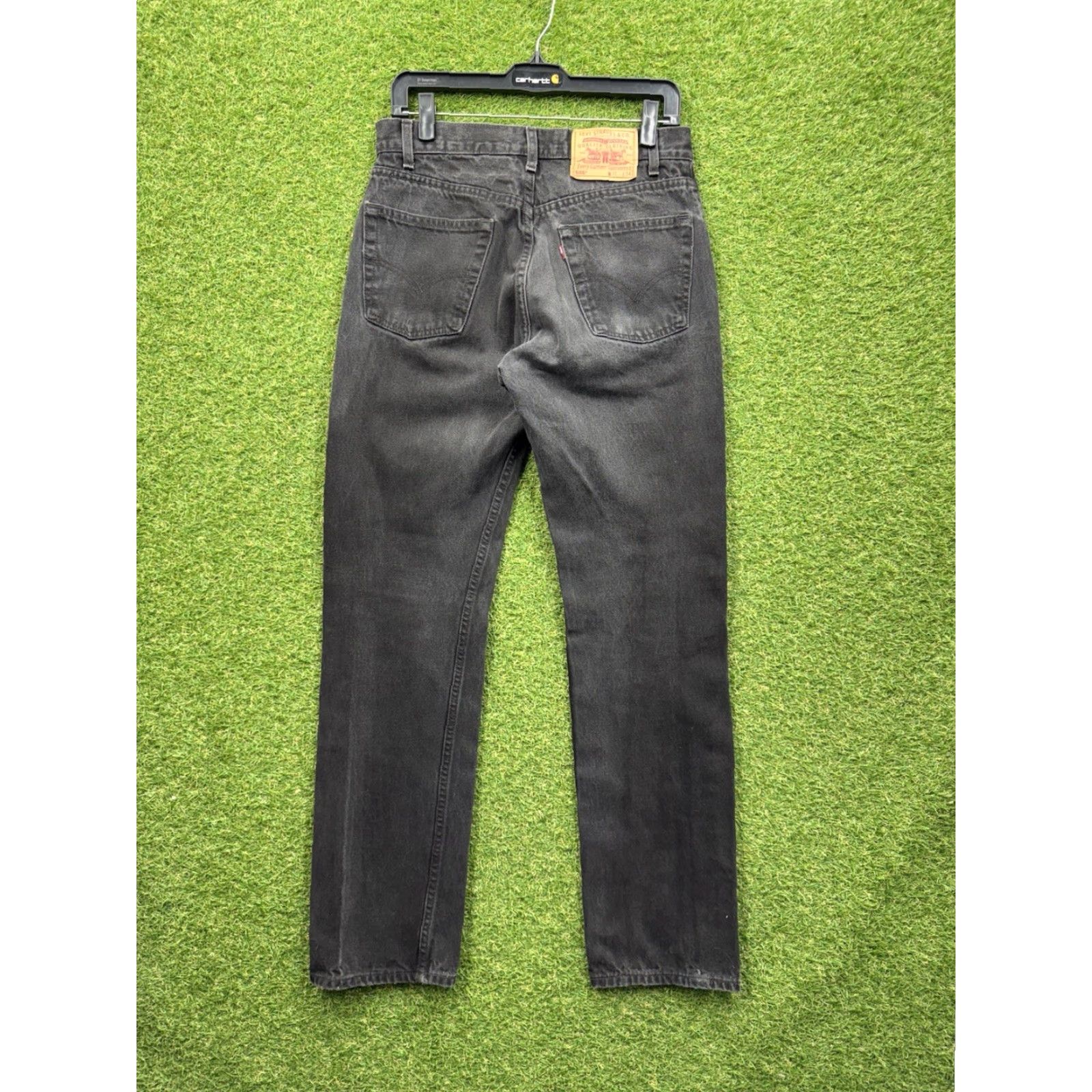 Levi's VINTAGE Levis 505 Jeans Mens 31x34 Black Denim Red Tab USA Made Retro Workwear Jeans Size US 31 - 2 Thumbnail