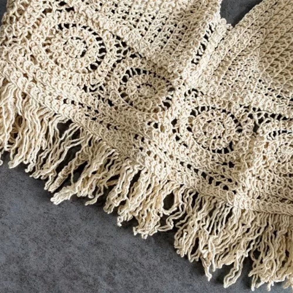 Other Cream Handmade Crochet Lace Halter Bralette Top, Crop Top Size ONE SIZE - 7 Thumbnail