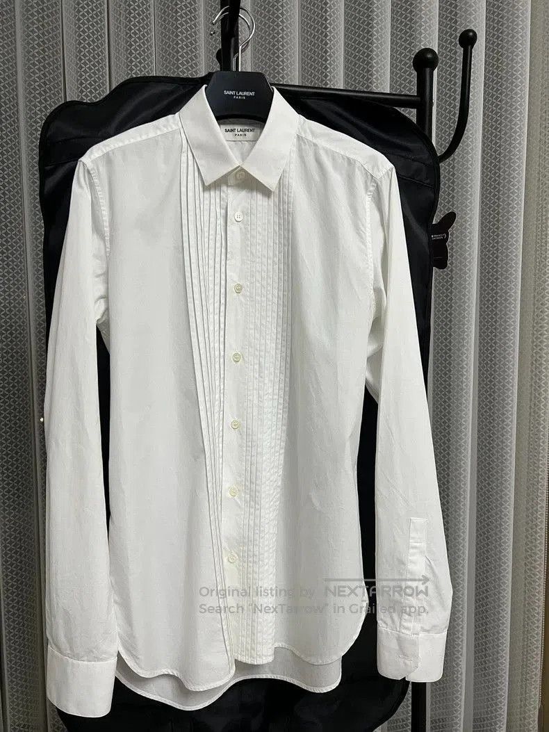 Saint Laurent Paris Saint Laurent White Organ Shirt 13FW. Size US S / EU 44-46 / 1 - 1 Thumbnail