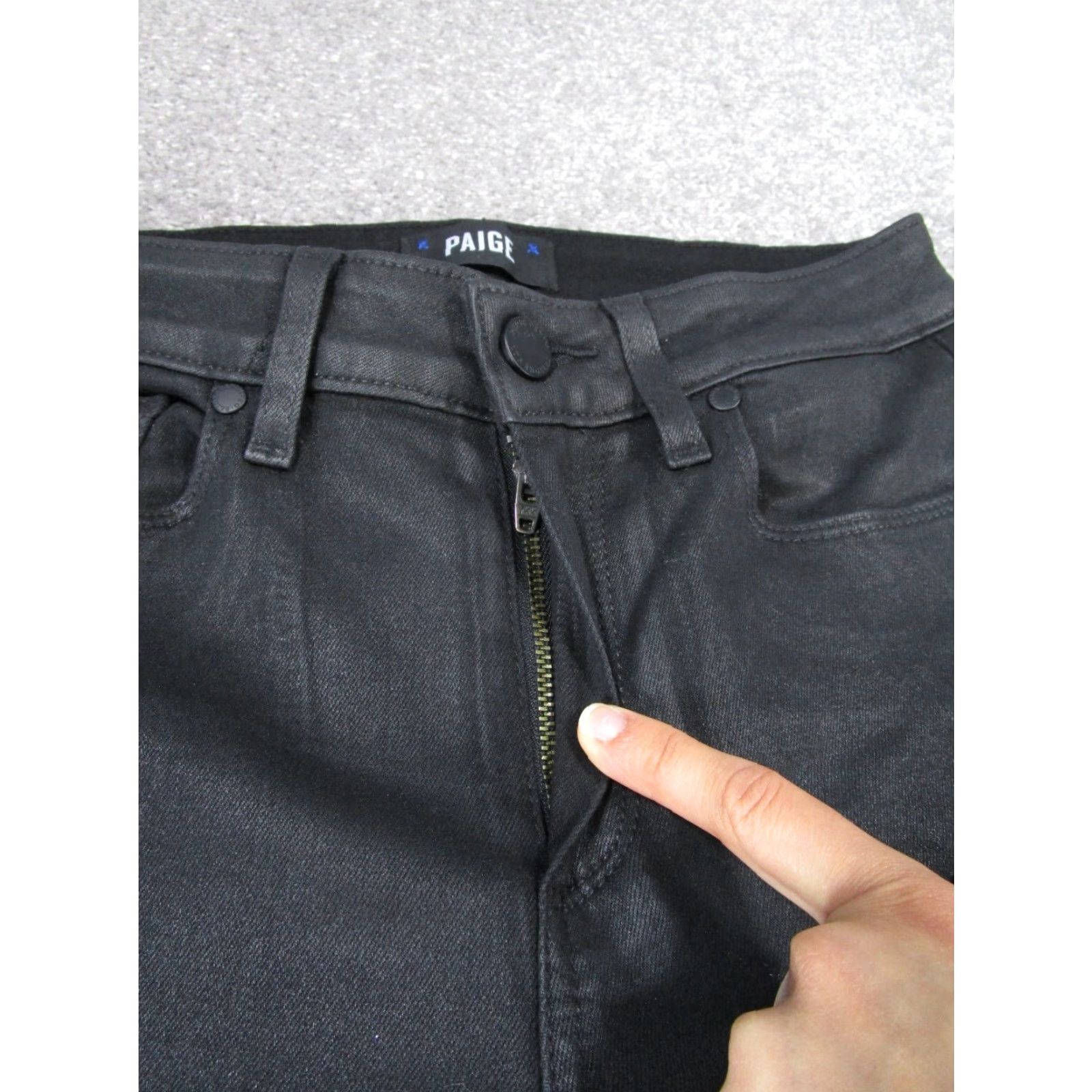 Paige Paige Pants Womens 26 Hoxton Ankle Shiny Black Stretch Twill Skinny Pants Size 26" / US 2 / IT 38 - 2 Thumbnail