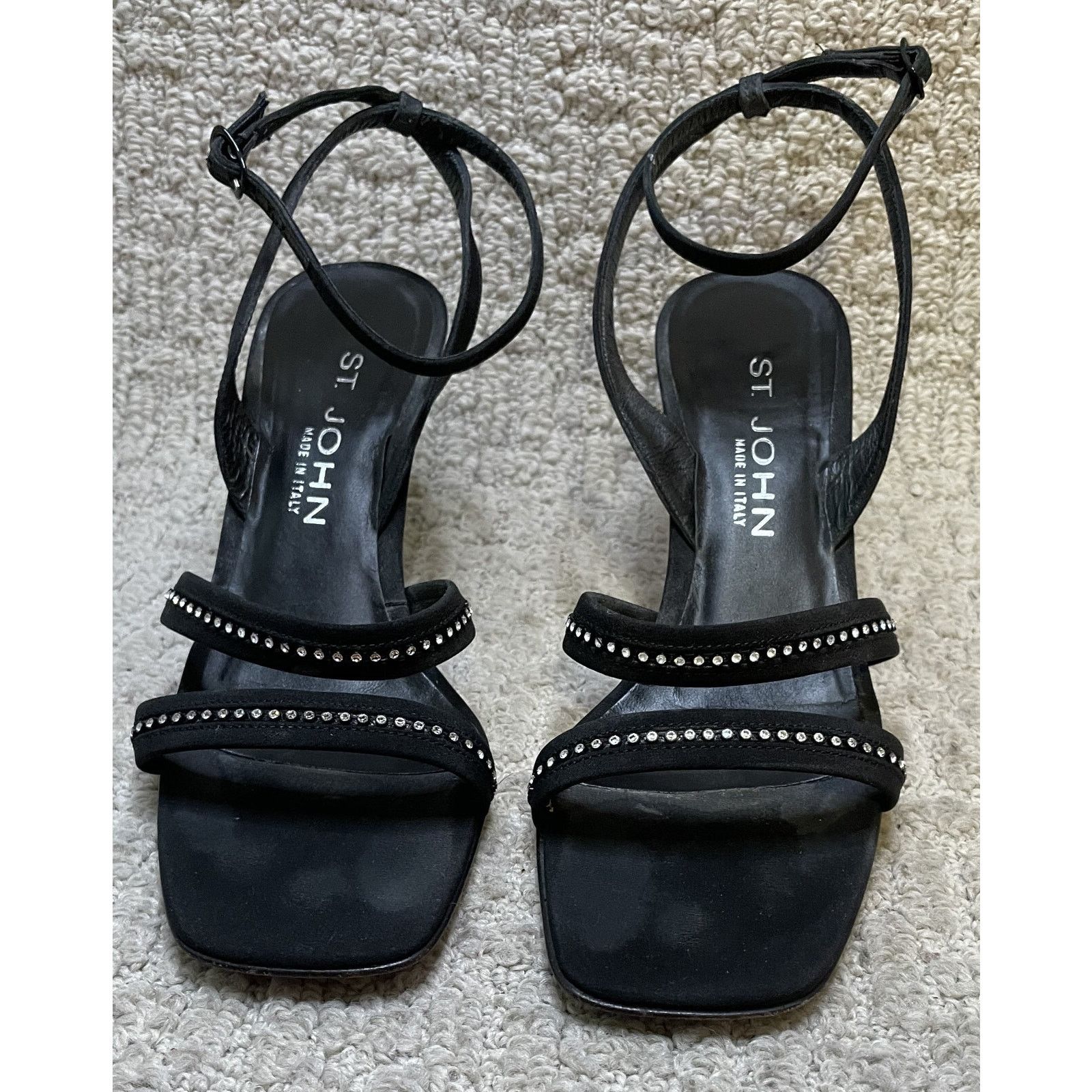 St. John St. John Black Rhinestone Sandals Shoes Womens 7B Evening Size US 7 / IT 37 - 11 Thumbnail