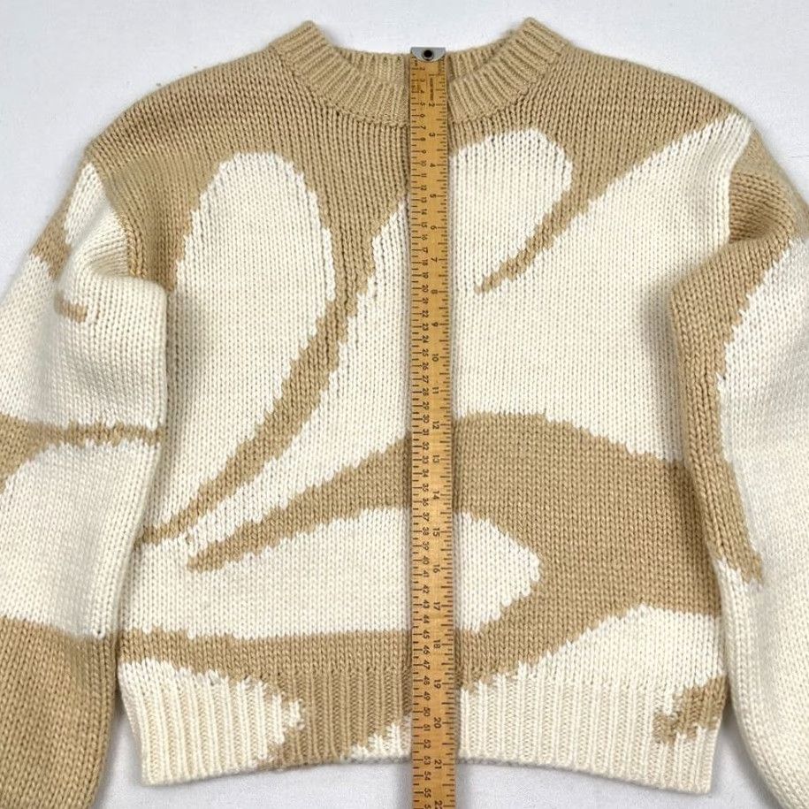 Anthropologie VINTAGE Mon Renn Farren Intarsia Sweater Womens XS UK 6 Brown White Wool Blend Knit Crew Size XS / US 0-2 / IT 36-38 - 4 Thumbnail