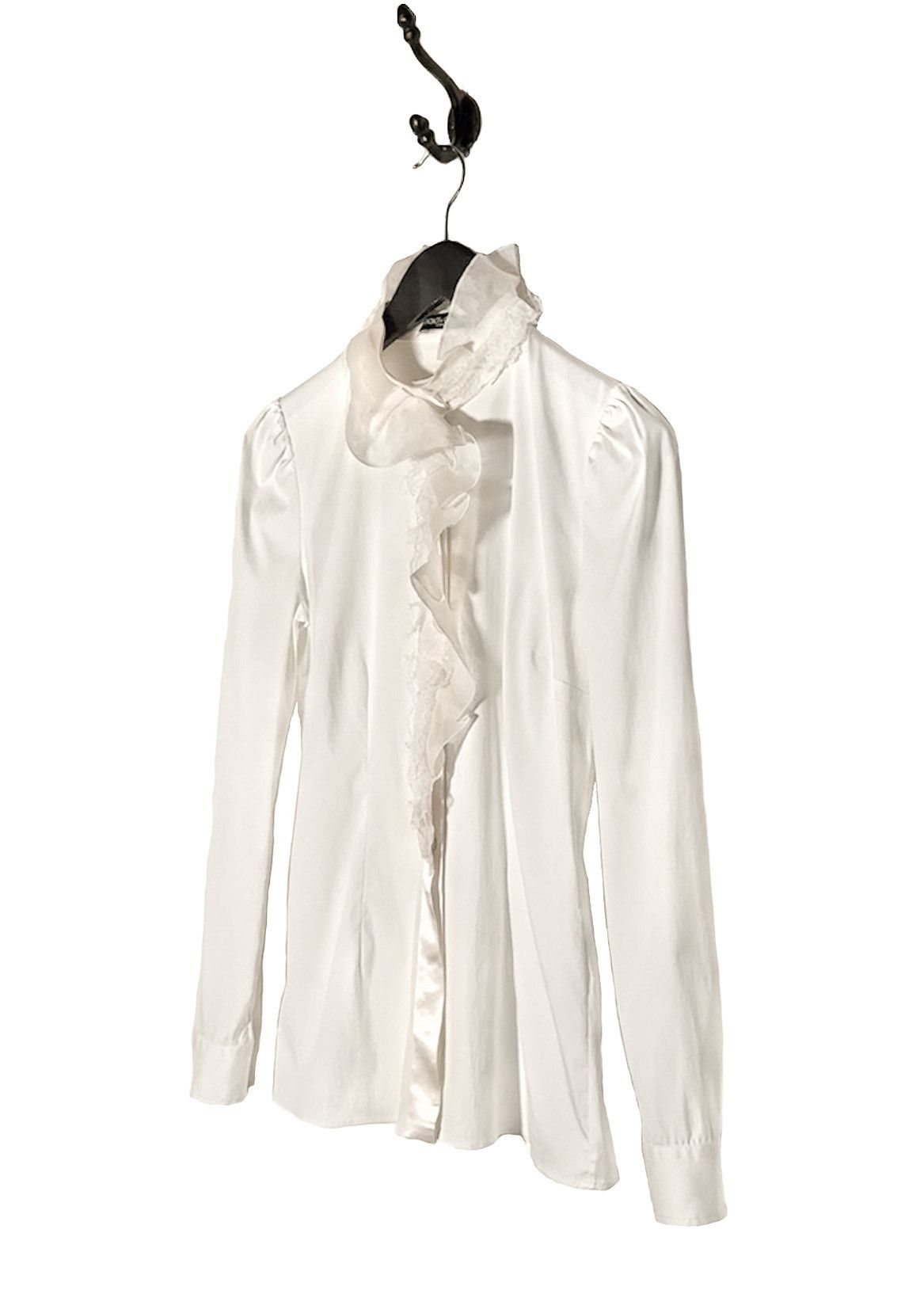 Dolce & Gabbana Dolce & Gabbana Ivory Lace Gathering Ruffle Blouse Size S / US 4 / IT 40 - 2 Thumbnail