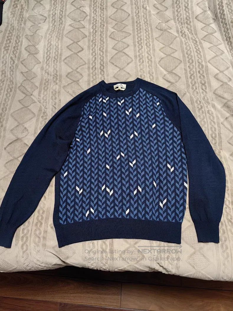 Hermes Hermes Blue Long Sleeve T-Shirt with Front Special Pattern Size US S / EU 44-46 / 1 - 5 Thumbnail
