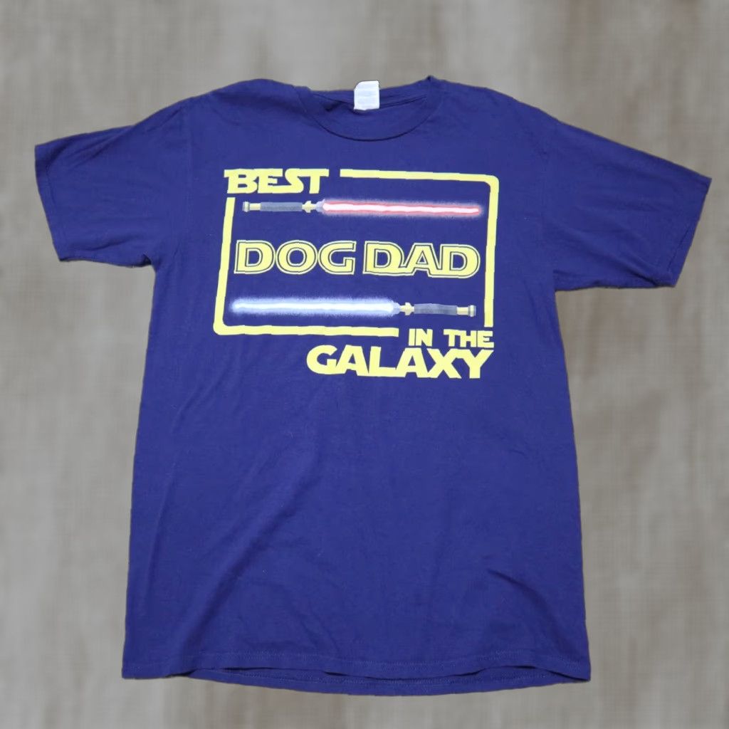 Port & Company Best Dog Dad In The Galaxy Short Sleeve Shirt Size M Black Port & Company Mens T-Shirt Size US M / EU 48-50 / 2 - 1 Thumbnail