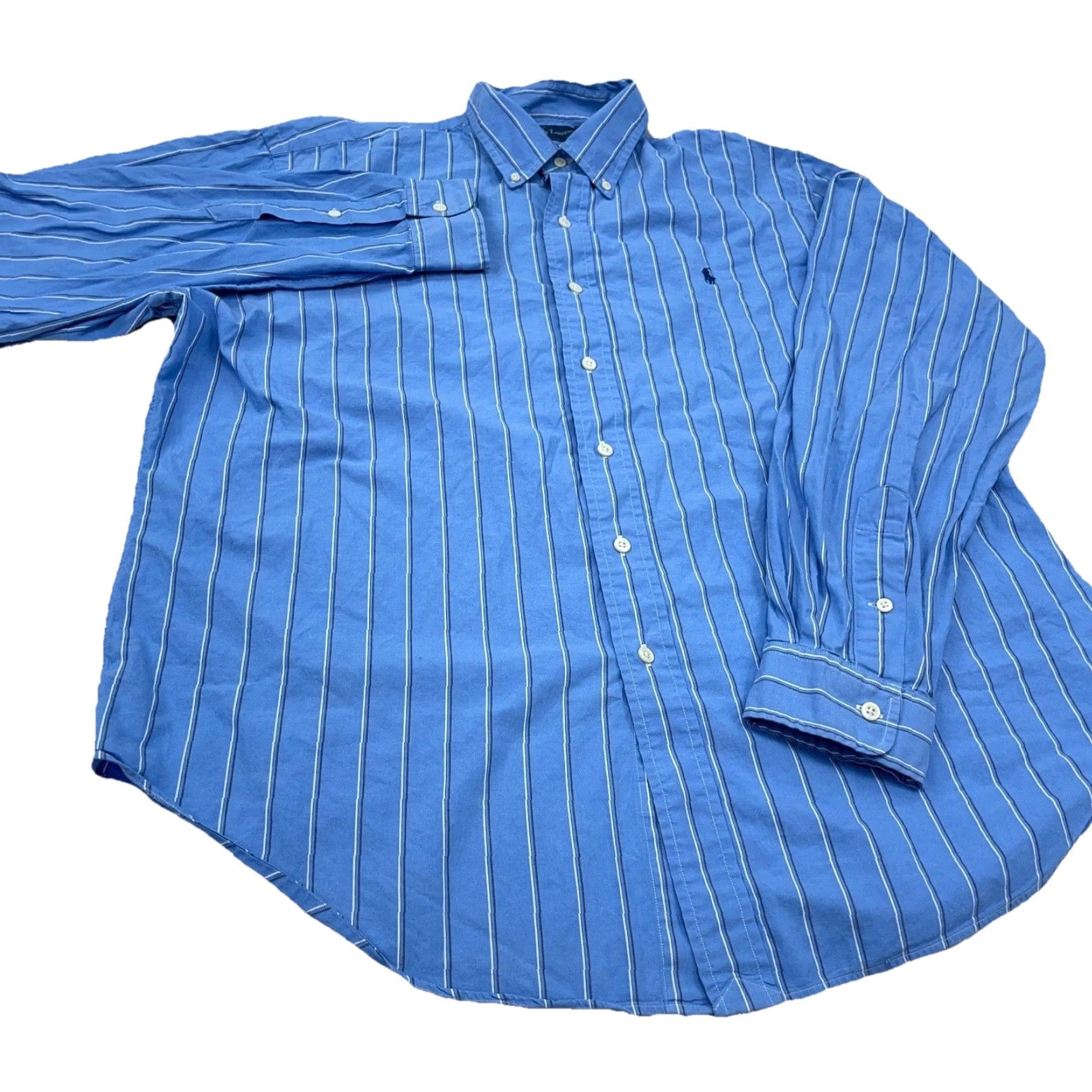 Ralph Lauren Ralph Lauren Blue Striped Button-Up Shirt Men XL Classic Fit Casual Heavyweight Size US XL / EU 56 / 4 - 5 Thumbnail