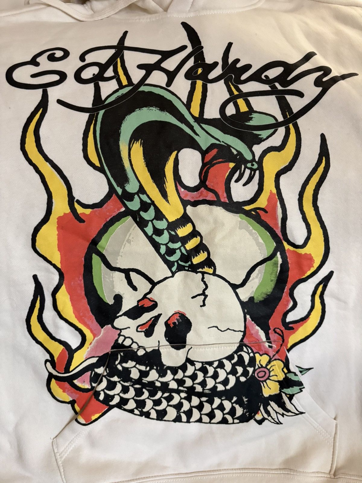 Ed Hardy Ed Hardy Serpent Flame Skull Tattoo Y2K Ivory Hoodie Medium Size US M / EU 48-50 / 2 - 3 Thumbnail
