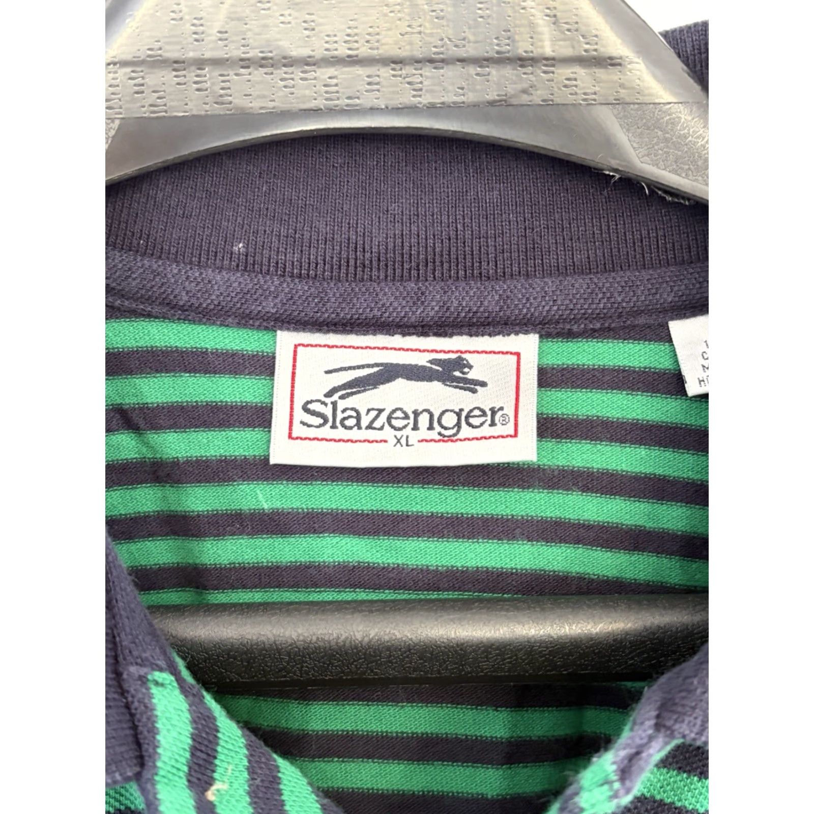 Vintage VINTAGE Slazenger Polo Shirt Green Striped XL Men Shirt Golf 90s Casual Logo Cotton Knit Regular Short Sleeve Mens Size US XL / EU 56 / 4 - 4 Thumbnail