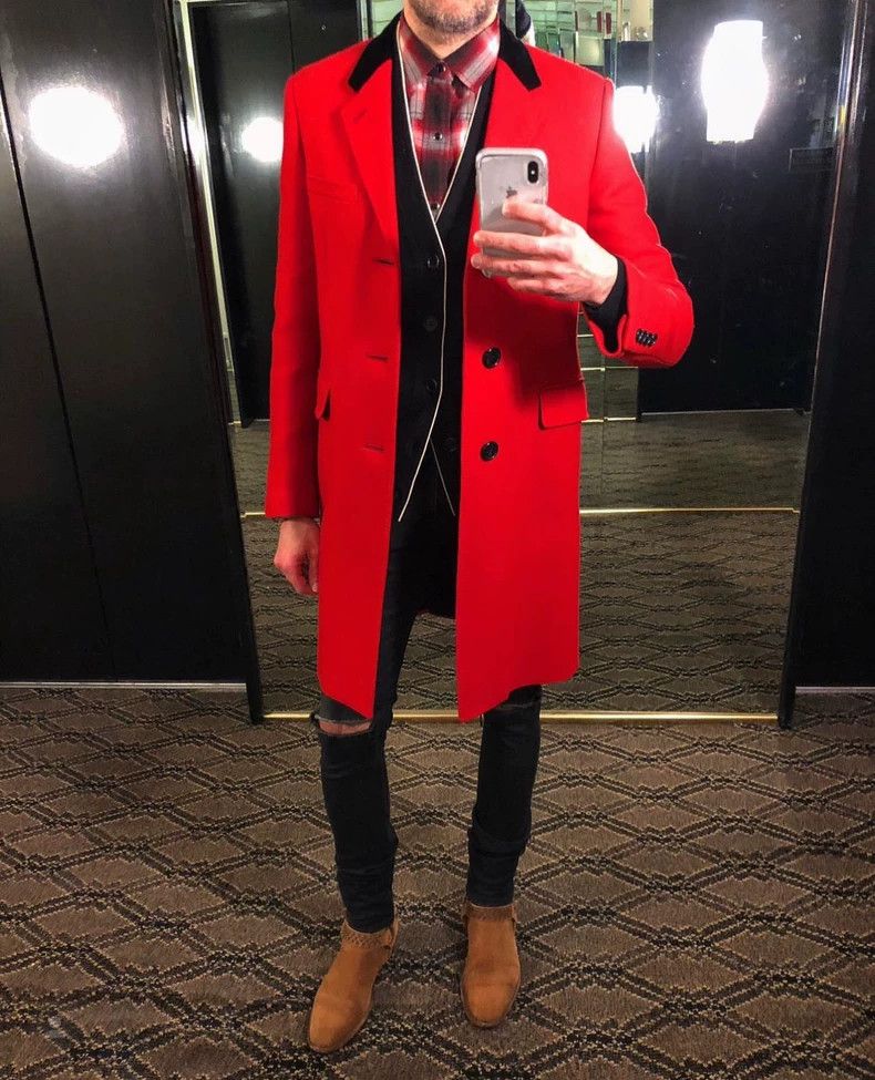 Saint Laurent Paris saint Laurent parisFall/Winter 16 Velvet Collar Red Wool C Size US M / EU 48-50 / 2 - 9 Thumbnail