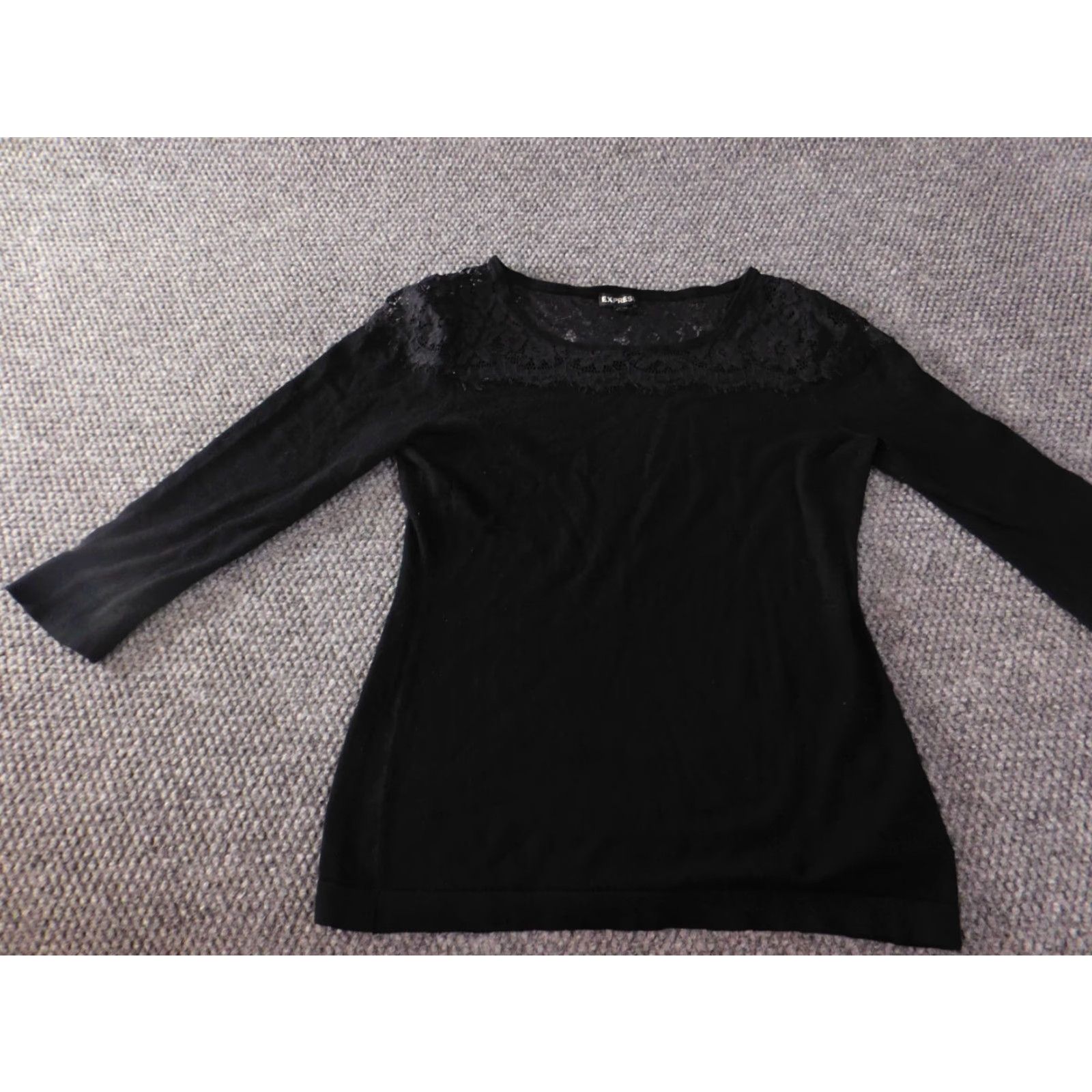 Express Express Blouse Womens Medium Black Lace Pullover Stretch Top Casual shirt Size M / US 6-8 / IT 42-44 - 5 Thumbnail