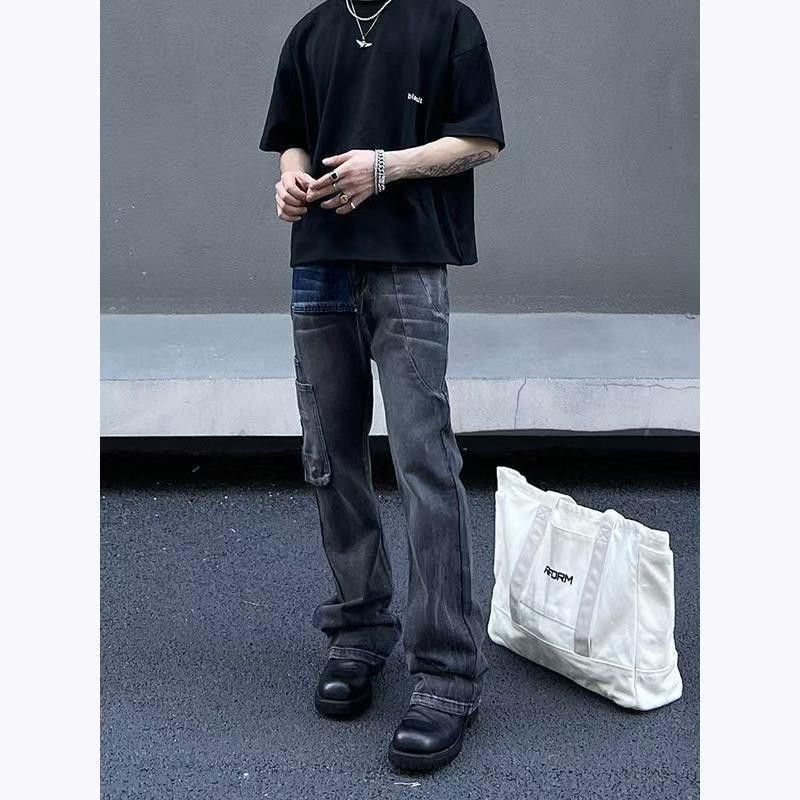 Japanese Brand × Jean Vintage straight leg micro flare patchwork jeans Size US 34 / EU 50 - 5 Thumbnail
