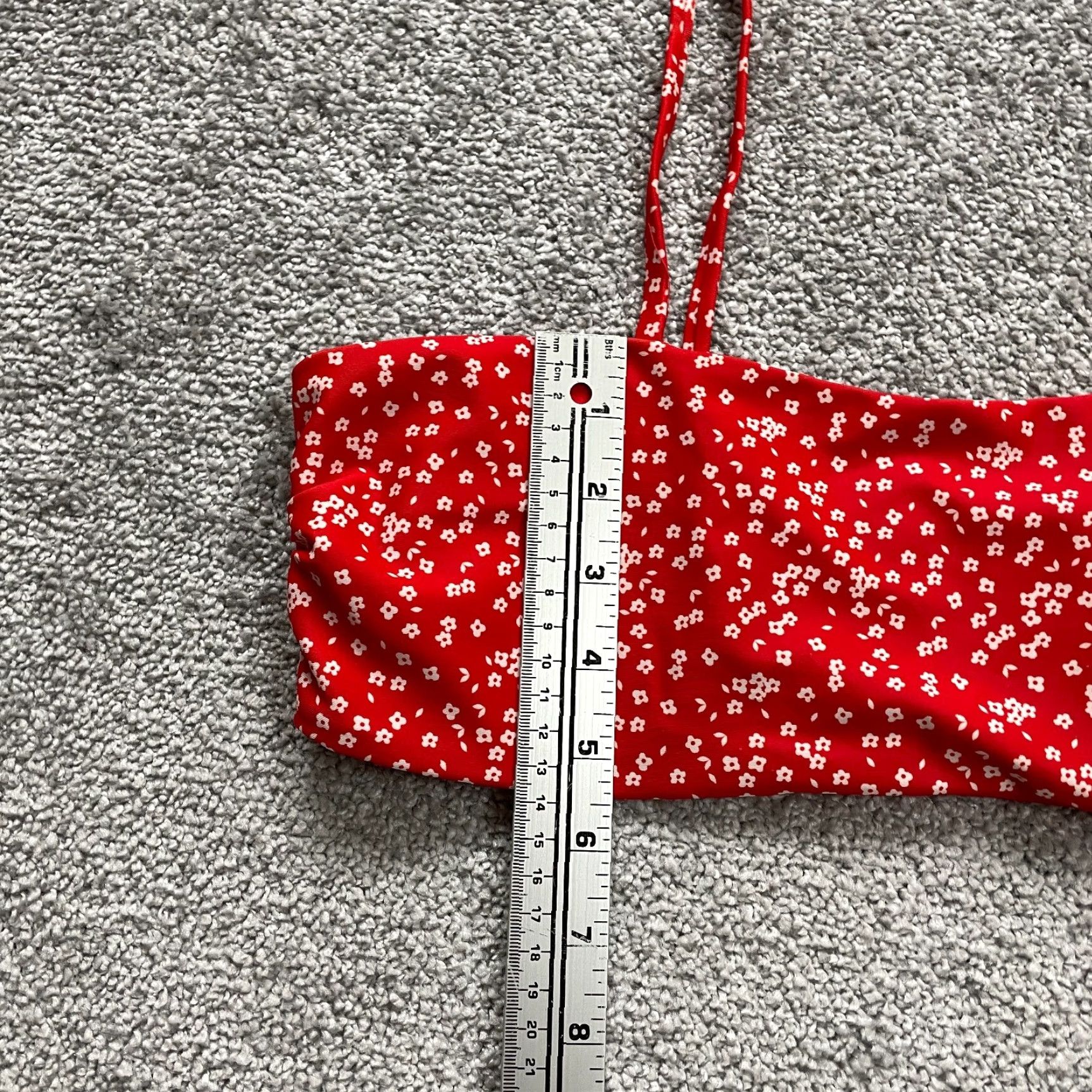 Shein Shein Red Floral Bandeau Bikini Top Large Women Self Tie Spaghetti Strap Beach Swim Top Size L / US 10 / IT 46 - 7 Thumbnail