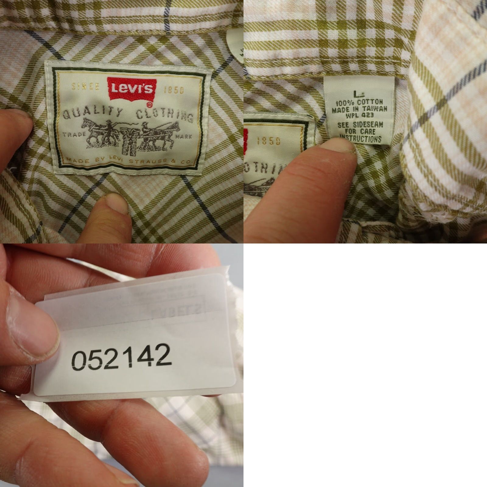 Levi's VINTAGE Levi's Shirt Mens Large Plaid Button-Up 90s Casual Outdoor Beige Cotton Shirt Mens Large 90s Levi's Size US L / EU 52-54 / 3 - 8 Thumbnail