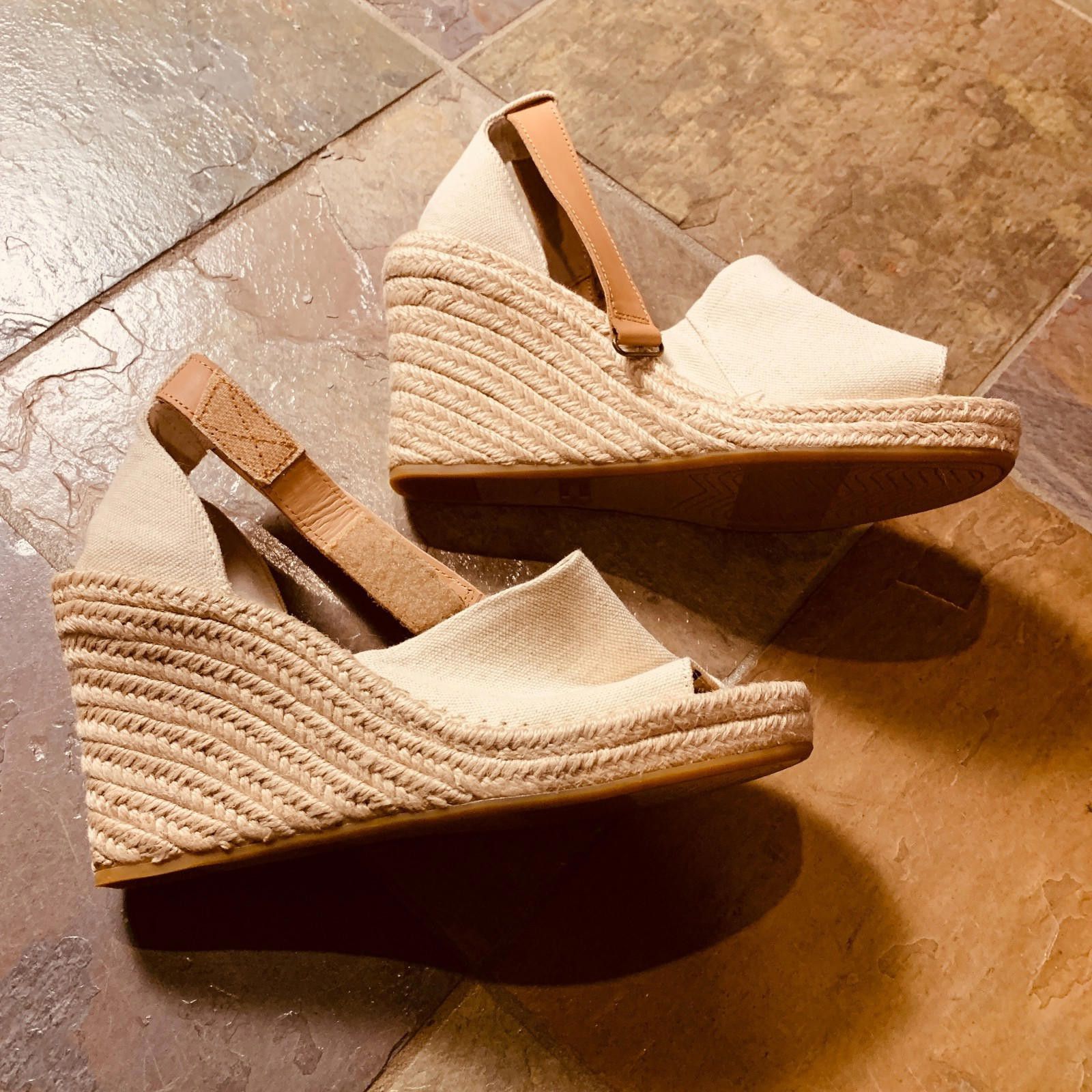 Toms Toms Womans Size 8.5 Canvas Wedge Cream Espadrille (G114) Size US 8.5 / IT 38.5 - 3 Thumbnail