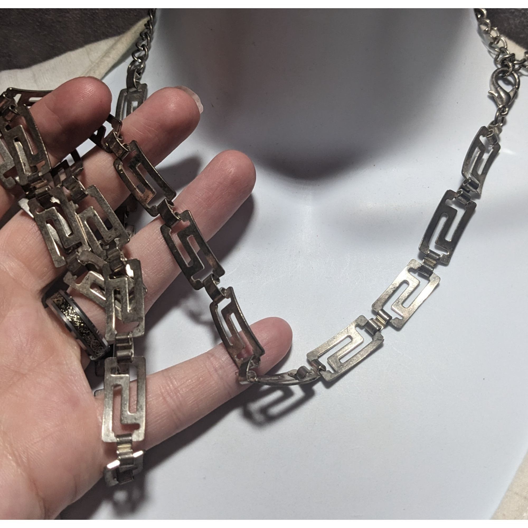 Other Retro Silver Grecian Link Chain Necklace Size ONE SIZE - 5 Thumbnail