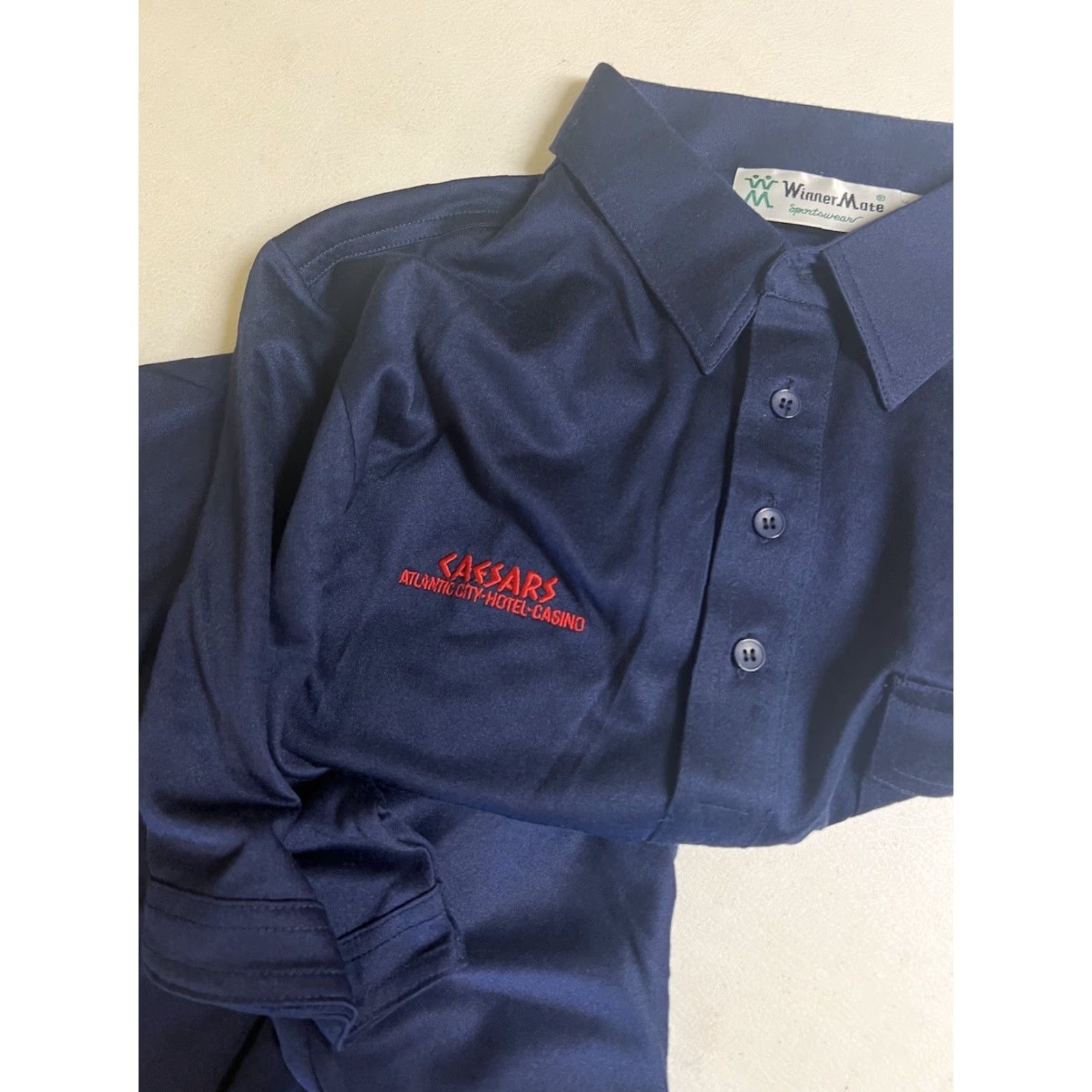 Palace VINTAGE Caesars Palace Atlantic City Polo Shirt Golf size L Blue Winner Mate Men Regular Short Sleeve Collared City 90s Theme Shirts (Polo) Size US L / EU 52-54 / 3 - 3 Thumbnail