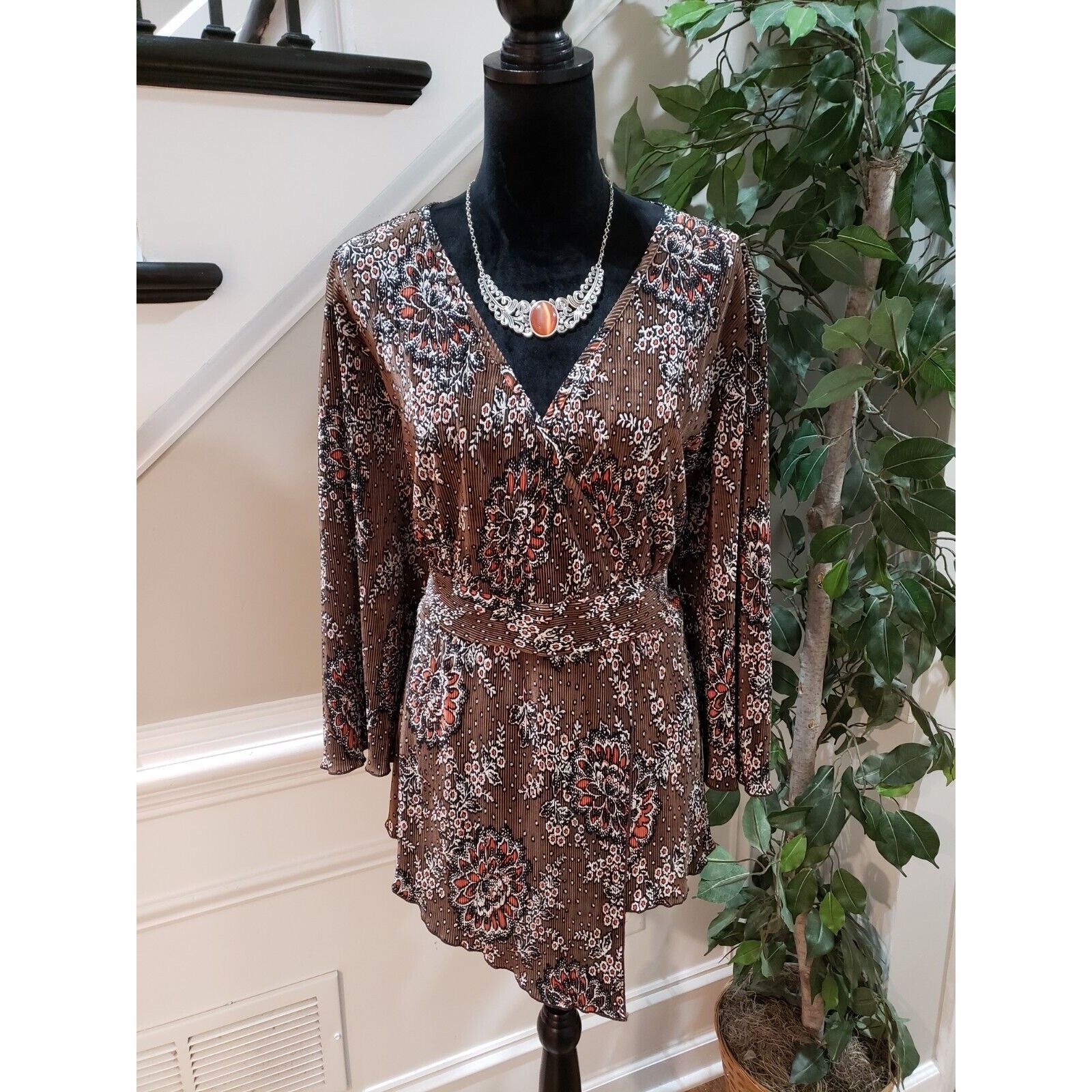 Other Cato Floral Polyester V-Neck Long Sleeve Top Blouse 18/20W Size 3XL / US 20-22 - 12 Thumbnail