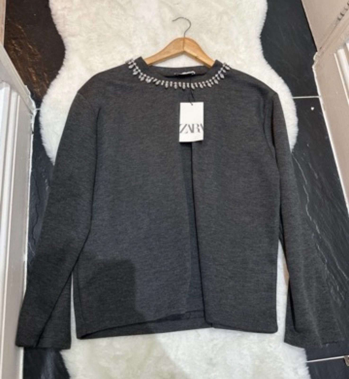 Zara ZAR- Grey Jumper With Rhinestone Size M / US 6-8 / IT 42-44 - 1 Thumbnail