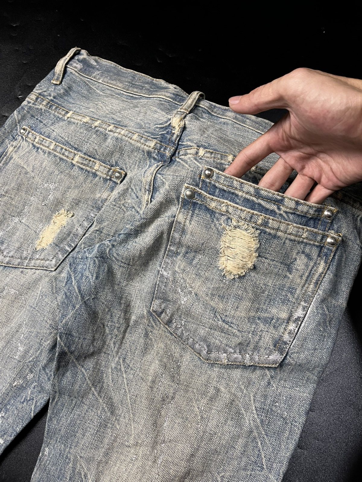 Japanese Brand Midas Distressed Super Flare Jeans Size US 30 / EU 46 - 7 Thumbnail