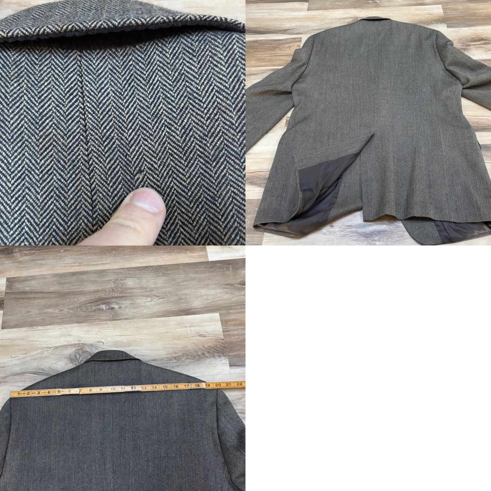 Ralph Lauren VINTAGE Lauren Ralph Lauren Blazer Mens 46L Lambs Wool Houndstooth Sport Coat Size 46R - 9 Thumbnail